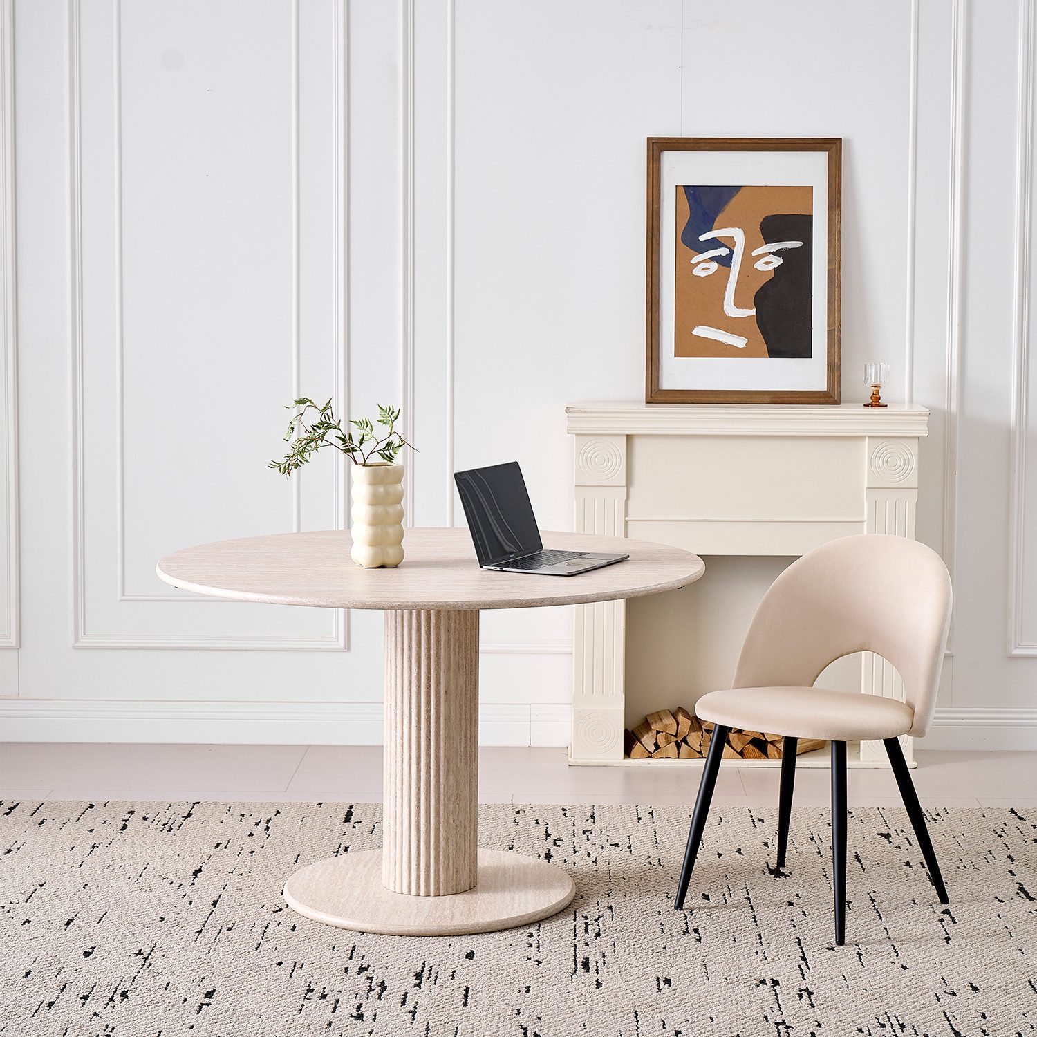 GrandCA HOME Esstisch Runder Esstisch im Nordischen Stil, aus MDF (1-St), 115 x 75 cm, Gelb