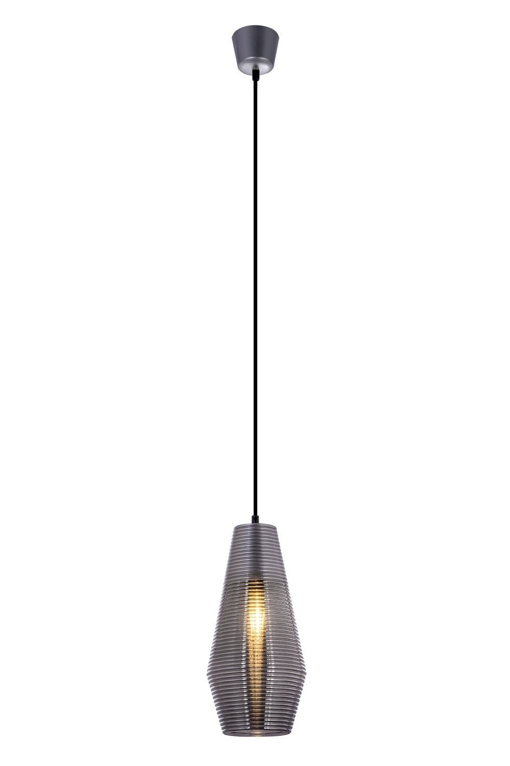 GLOBO LIGHTING Pendelleuchte GANA, 1-flammig, Ø 41 cm, Silbergrau, Glasschirm, ohne Leuchtmittel, Hängeleuchte, Hängelampe