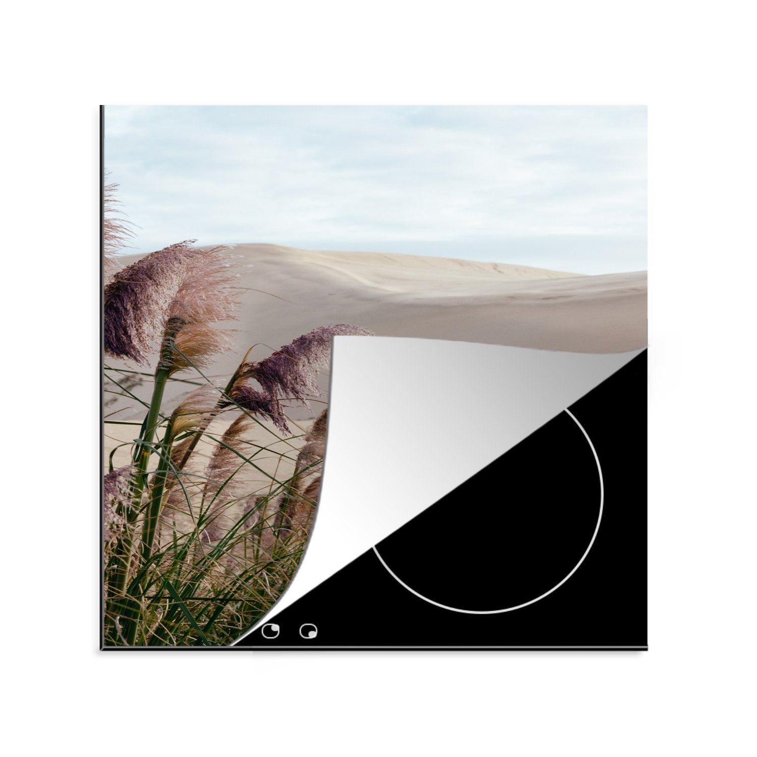 Arbeitsplatte cm, - für Ceranfeldabdeckung, MuchoWow (1 Natur, 78x78 Herdblende-/Abdeckplatte Vinyl, - Wasser küche Gras tlg),