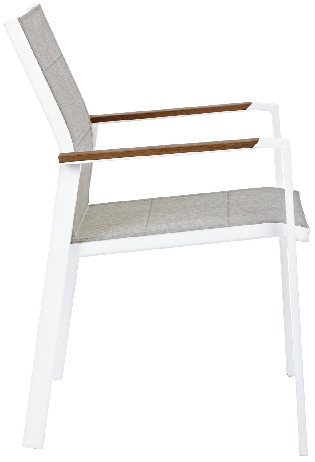 Bizzotto Gartenstuhl KUBIK, 2er Set, Weiß, Aluminium, Textilen