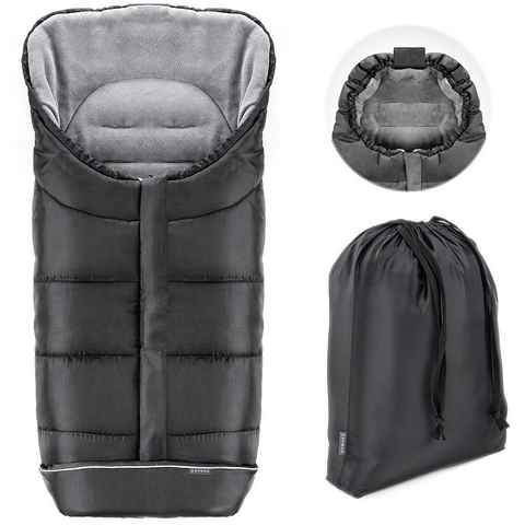 Zamboo Fußsack Schwarz, Winter Fußsack für Kinderwagen & Buggy Baby Thermo Winterfußsack