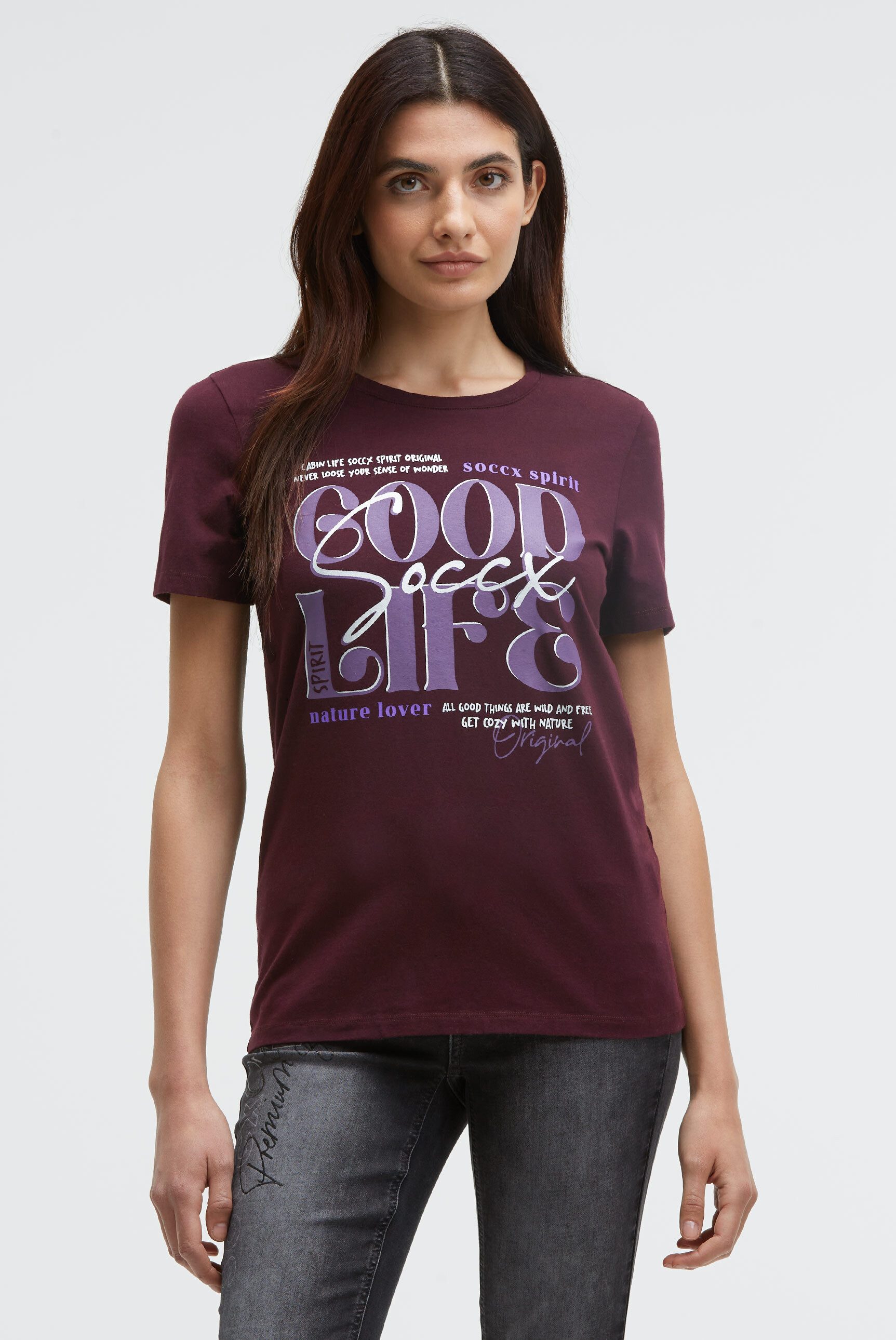 SOCCX Rundhalsshirt mit Baumwolle günstig online kaufen