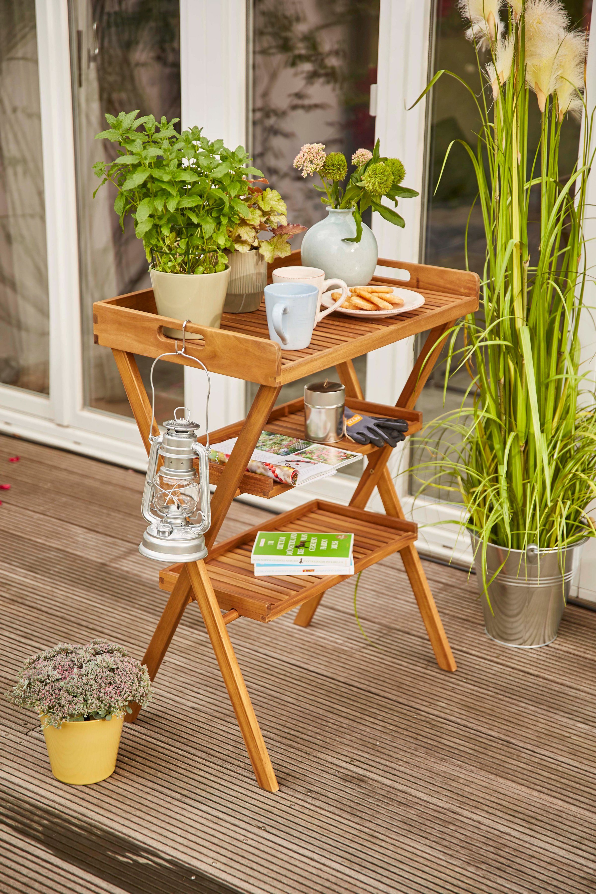 Siena Garden Tabletttisch Caruna 70x45 cm (4-St), Akazie