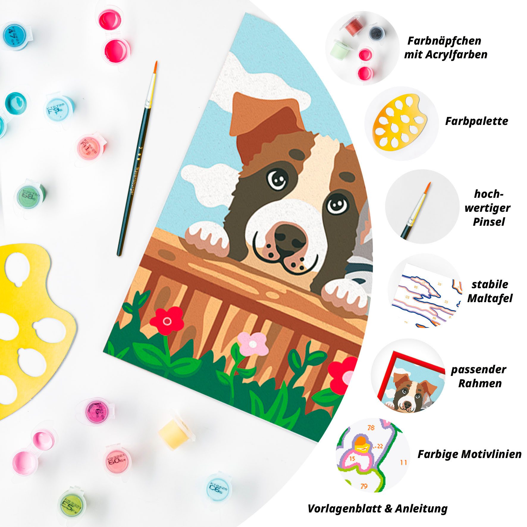 Ravensburger Malen nach Zahlen CreArt, Hunde und Katze, Made in Europe