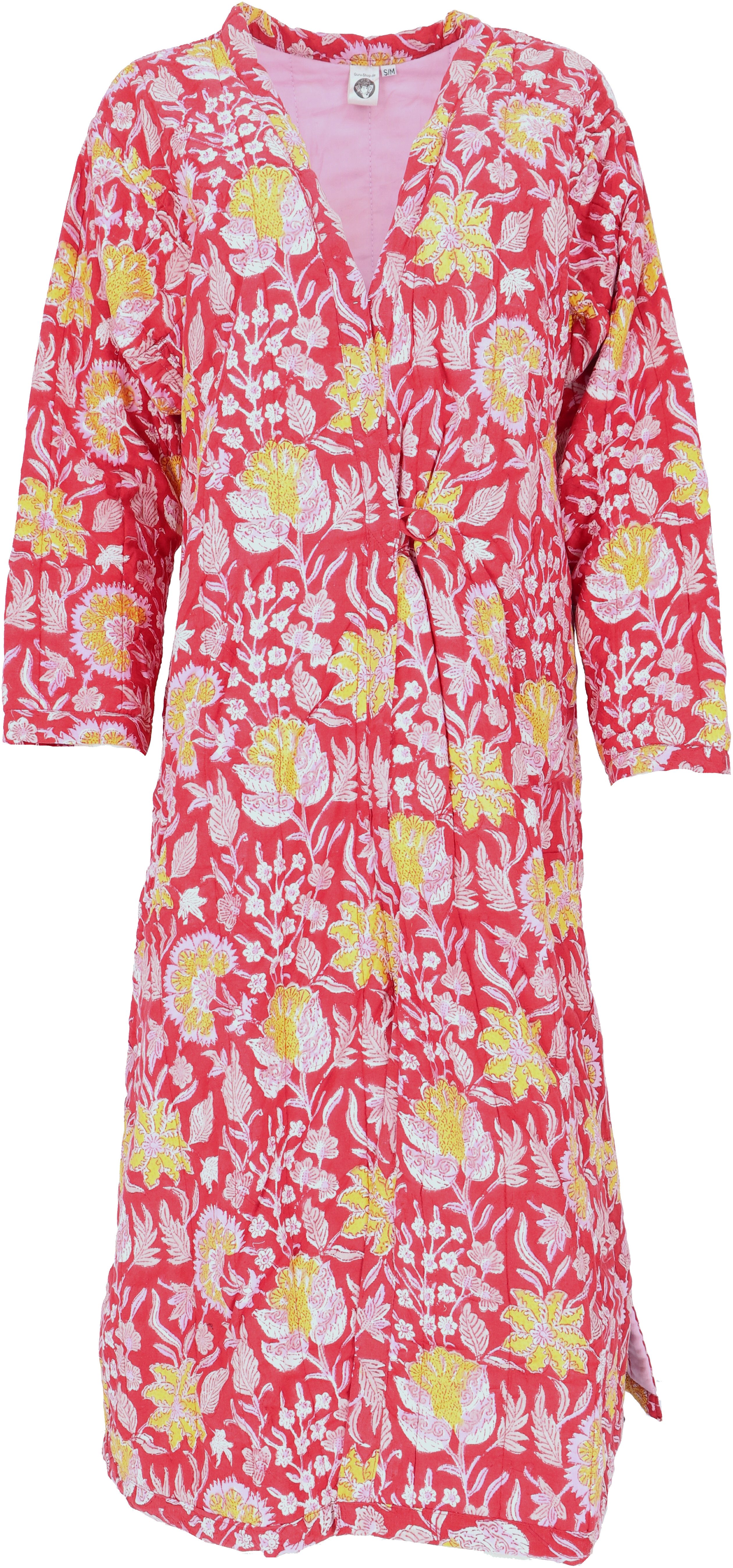 Guru-Shop Kimono Gesteppter Morgenmantel, Hausmantel, Kimono - rot, alterna günstig online kaufen