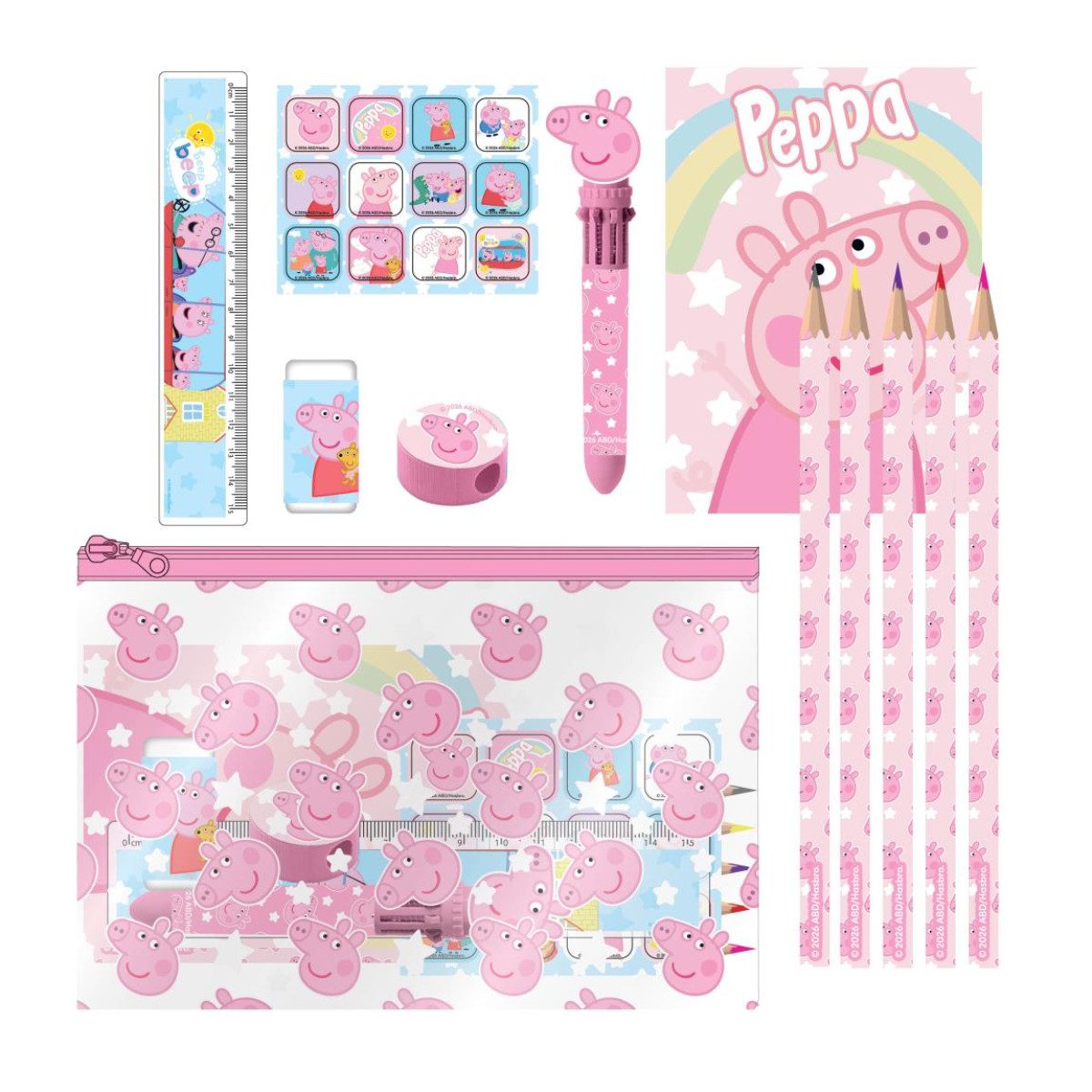 Peppa Pig Buntstift Kinder Schreibset kompakt für Rucksack und Schultasche