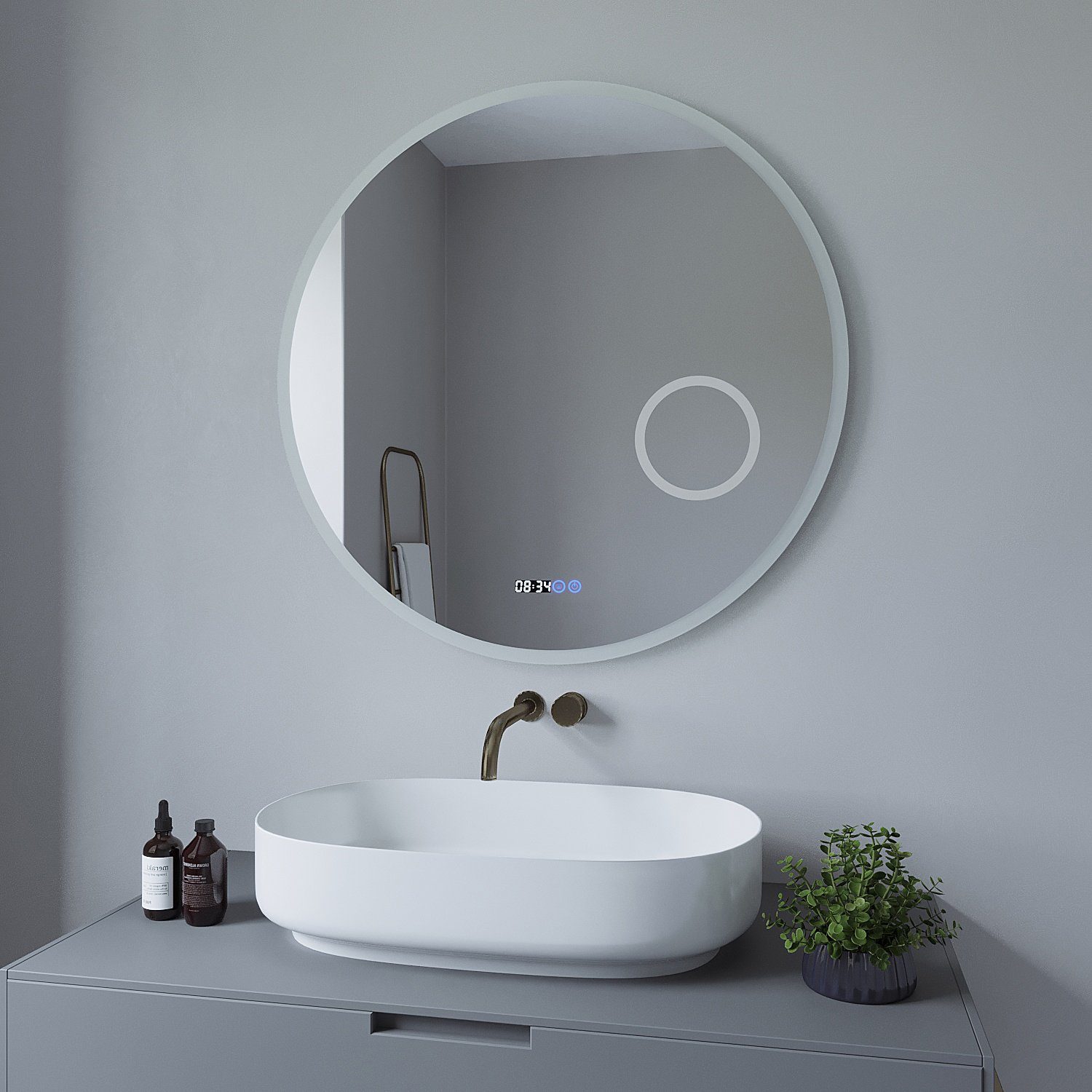 AQUABATOS Wandspiegel Badspiegel mit Beleuchtung rund günstig online kaufen