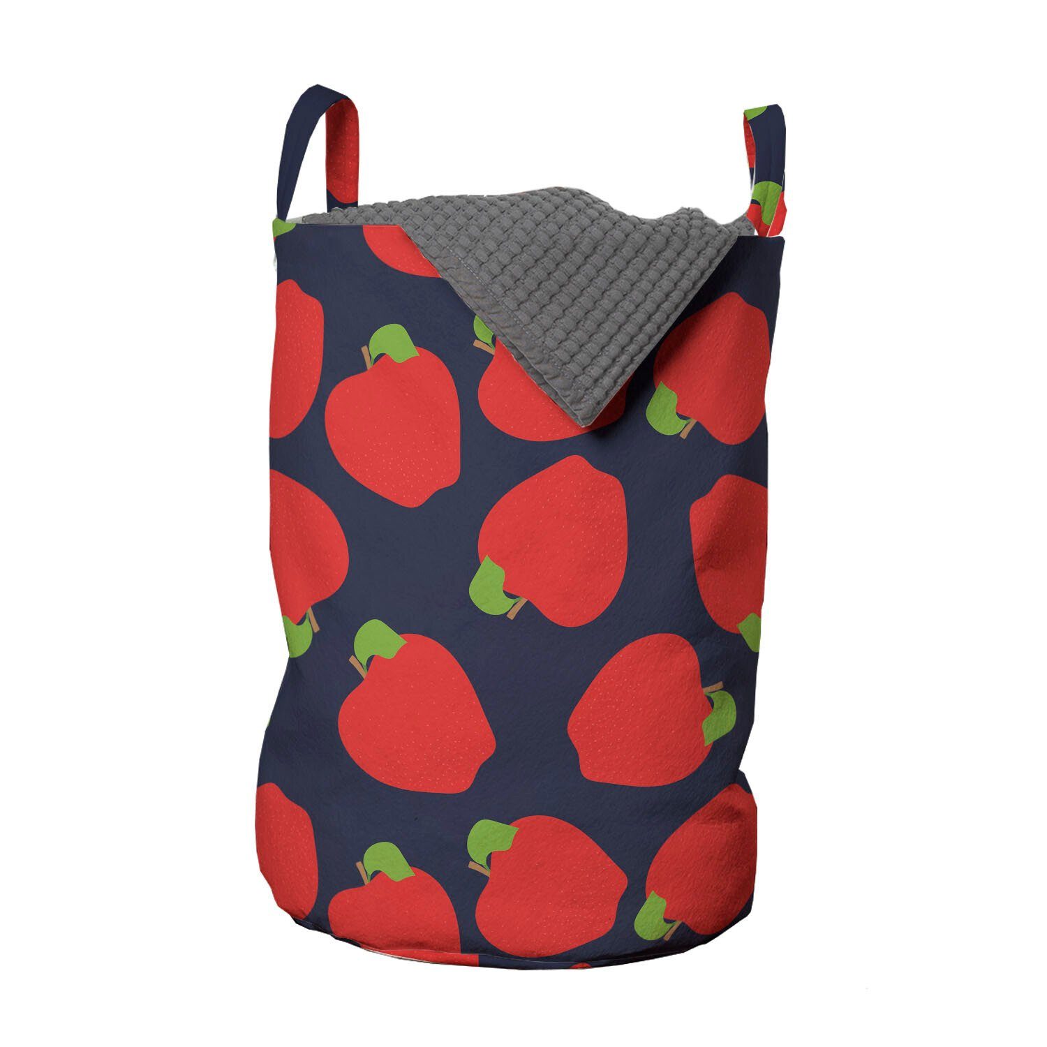 Abakuhaus Wäschesäckchen Wäschekorb mit Griffen Kordelzugverschluss für Waschsalons, Früchte Einfaches Apple-Garten-Muster