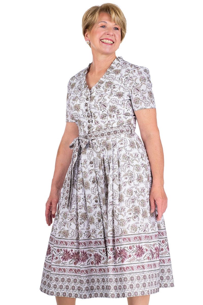 Berwin & Wolff Trachtenkleid Sommerkleid - ODILIE - weiß/oliv/altrosa