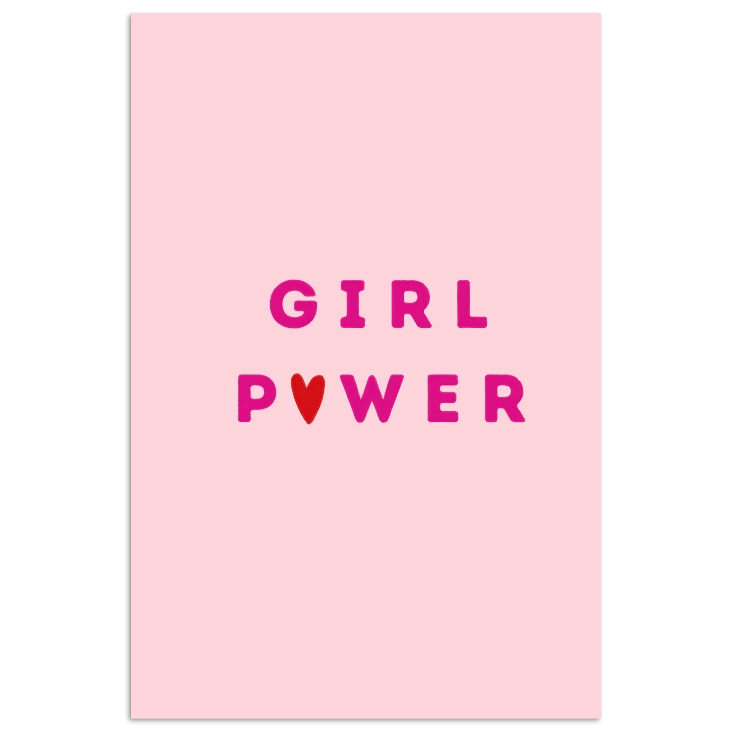 MuchoWow Poster Girl-Power - Rosa - Herz, (1 St), Poster ohne Rahmen, Wandbild, Wandposter, 40x60 cm