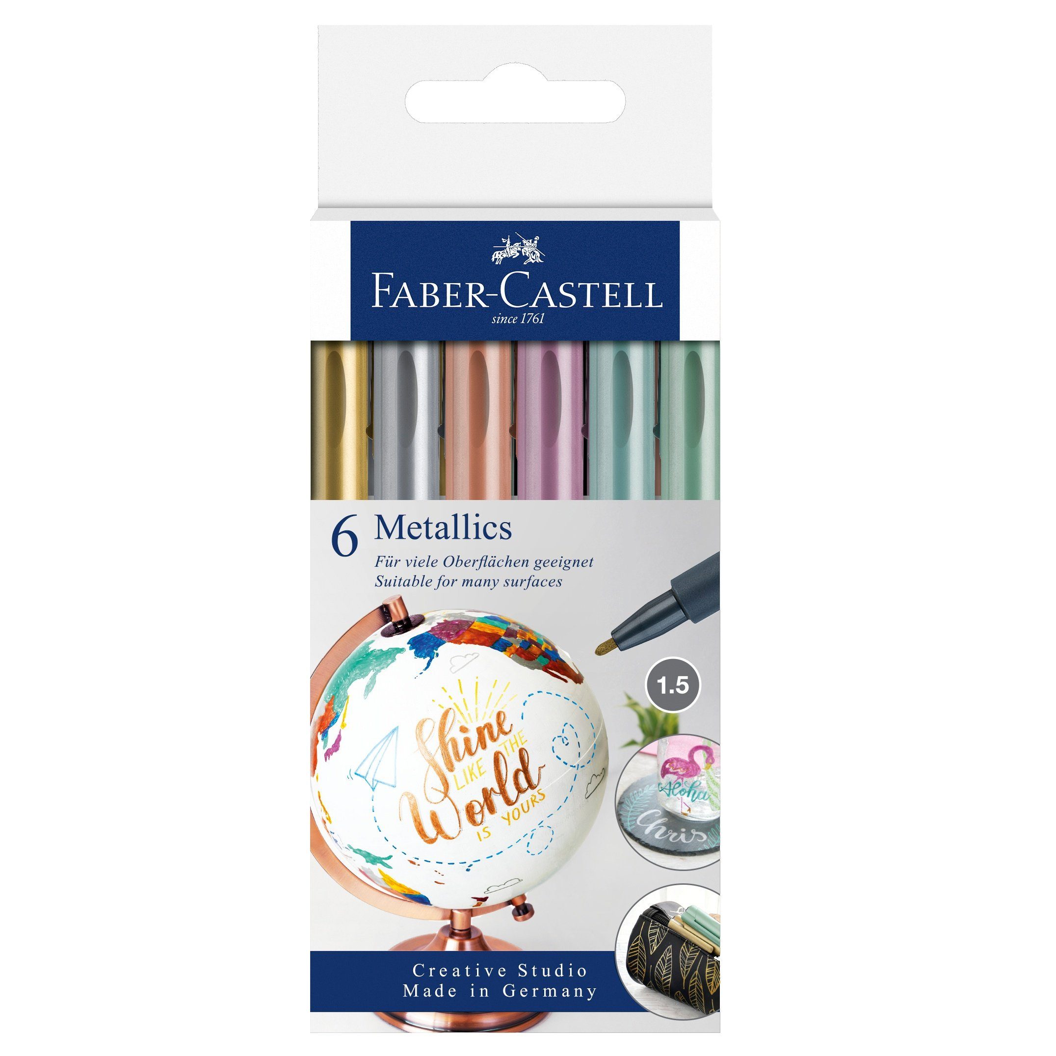 Faber-Castell Malstift FABER-CASTEL Metallics Marker 6 (6-tlg) Farben