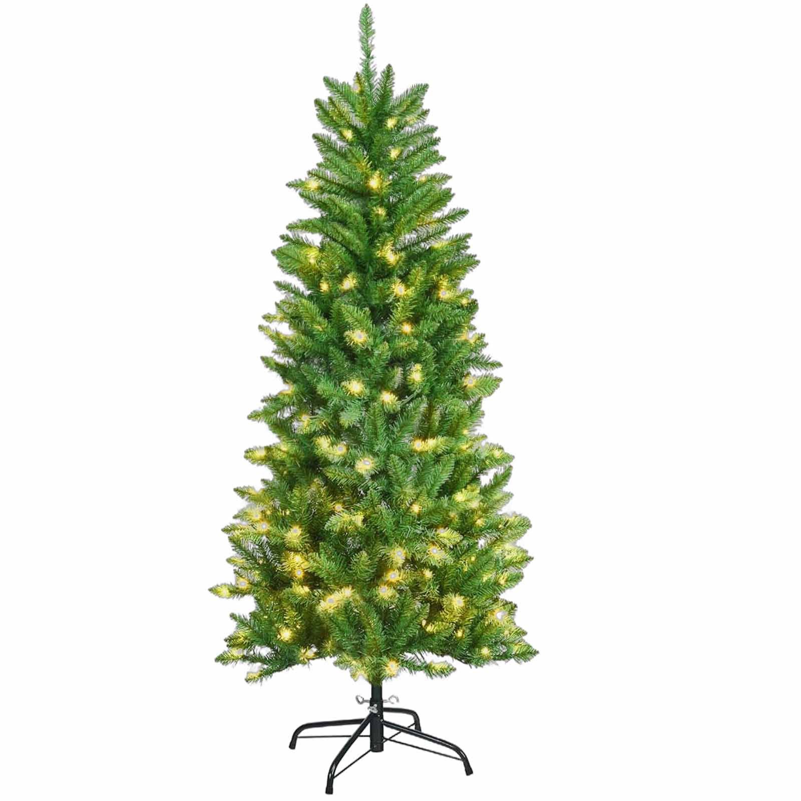COSTWAY Künstlicher Weihnachtsbaum, mit 300 PVC Nadeln, 150 LEDs, 150cm