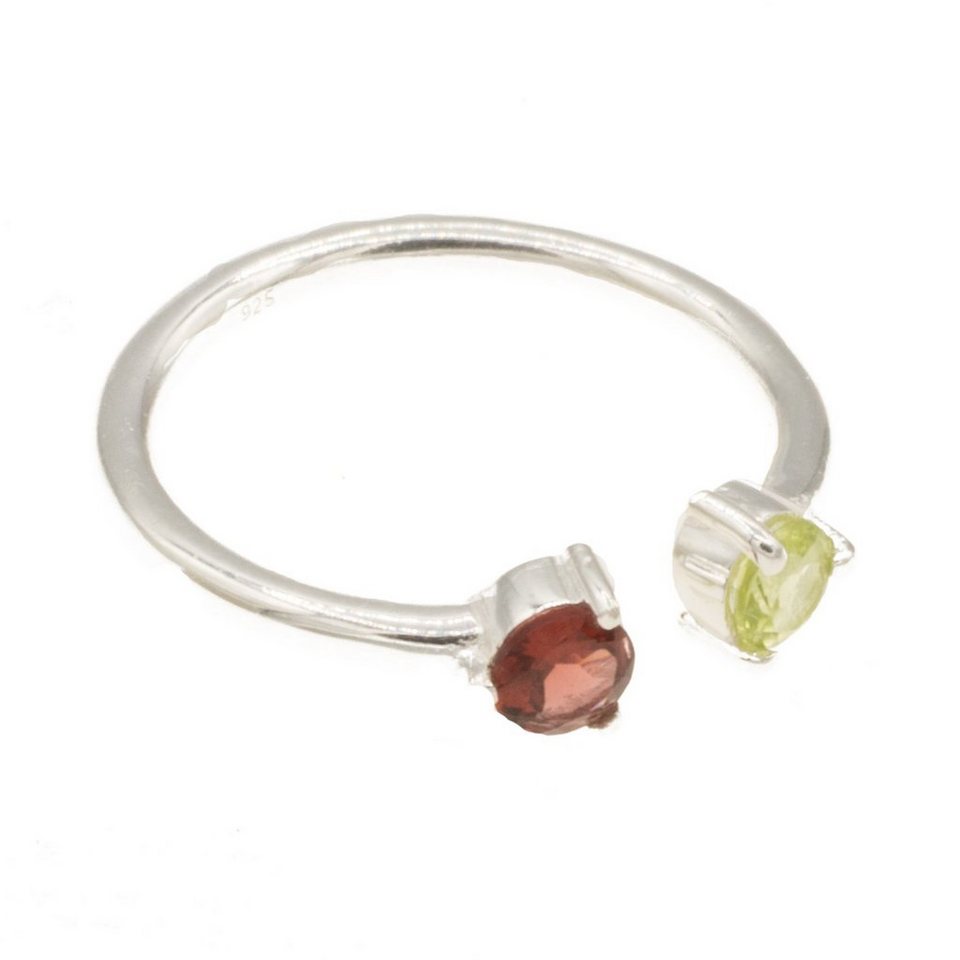 Granat Silber Silberring verstellbar Ring Granat Bella und 925 mit Peridot, Peridot offen, mit Carina und