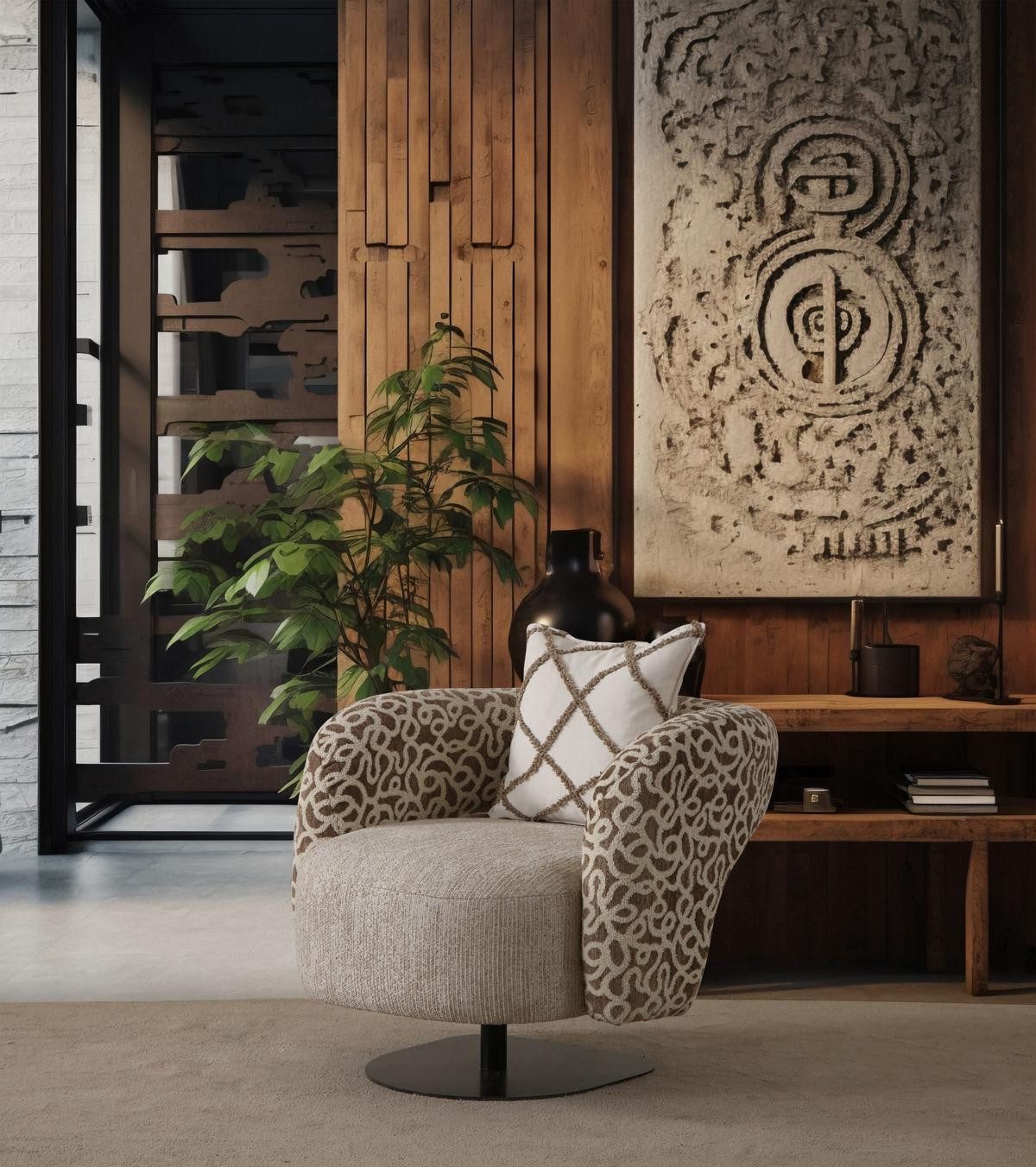 Xlmoebel Loungesessel Stilvoller Beiger Stoffsessel für Ihr Wohnzimmer (Loungesessel), Made in Europa