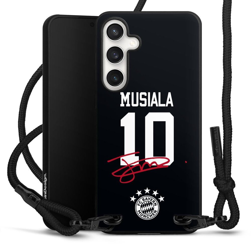 DeinDesign Handyhülle FC Bayern München Jamal Musiala FCB Musiala 10, Samsung Galaxy S24 FE 5G Premium Handykette Hülle mit Band