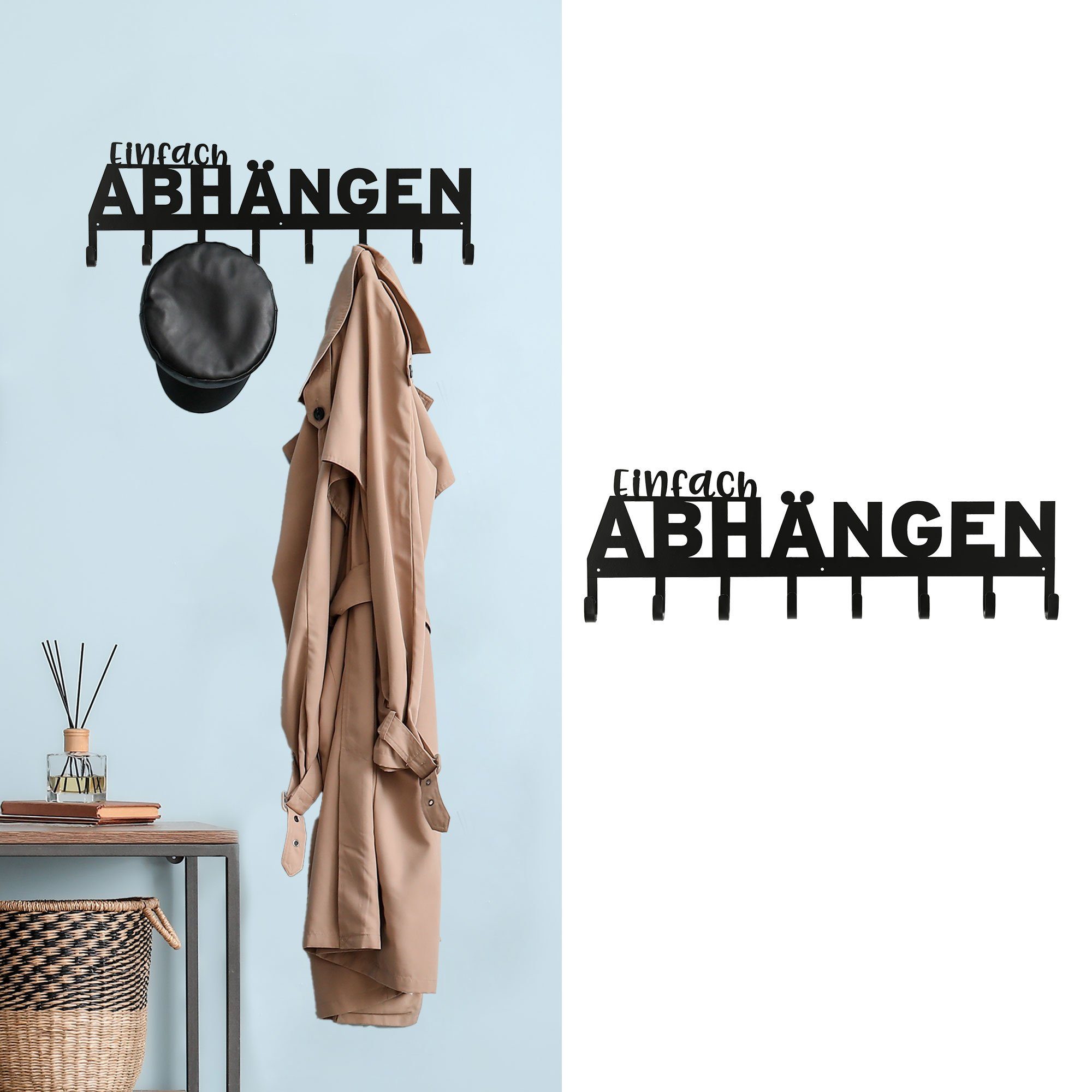 CEPEWA Garderobenleiste Garderobenleiste "Einfach Abhängen" Spruch 8 Haken