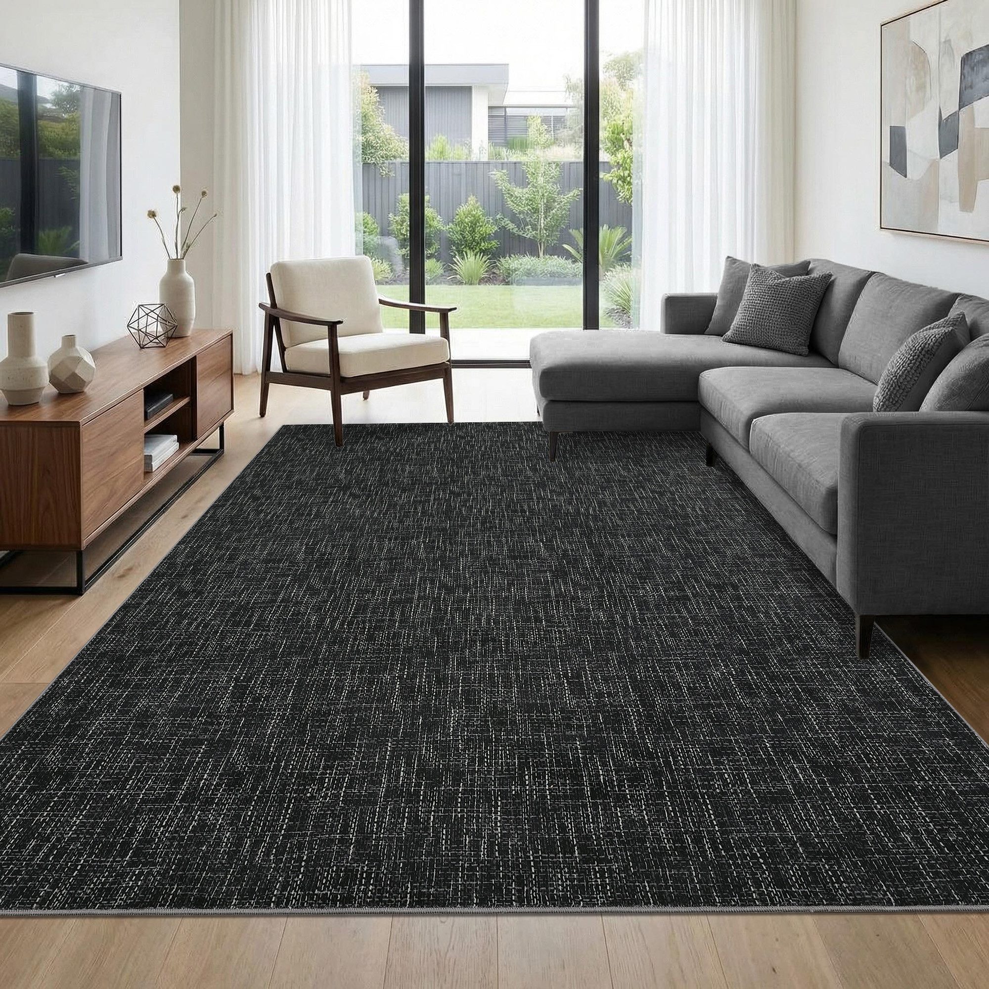 GarveeMore Teppich im modernen Design, rutschhemmende Unterseite, waschbar & faltbar, rechteckig, Höhe: 6 mm, für Wohnzimmer/Schlafzimmer/Flur, Gesamtgewicht ca. 1200 g/m²