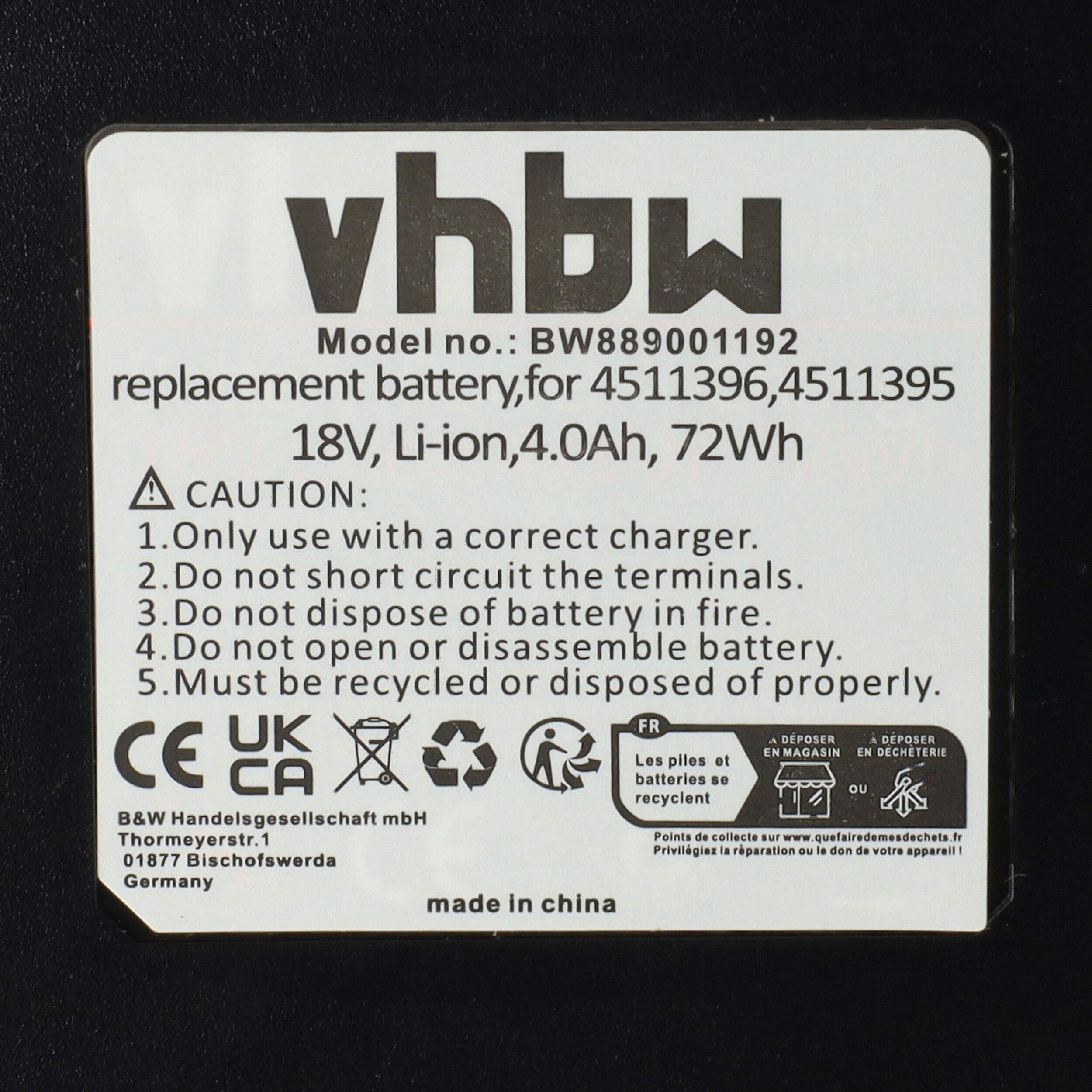 vhbw kompatibel mit Einhell Li-Ion TE-DY TE-HA mAh Akku 18, (18 V) 4000 18, TE-DA 18/760