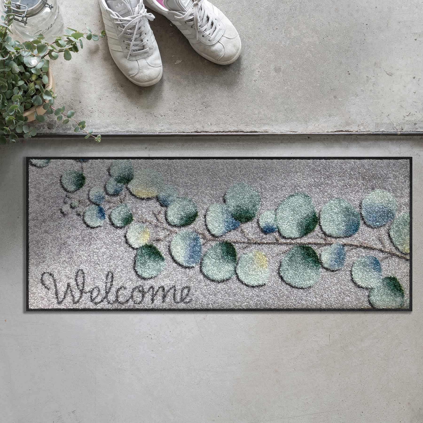 Salonloewe Fußmatte Fußabtreter klein 30x75 Eucalyptus Welcome grün, Läufer günstig online kaufen
