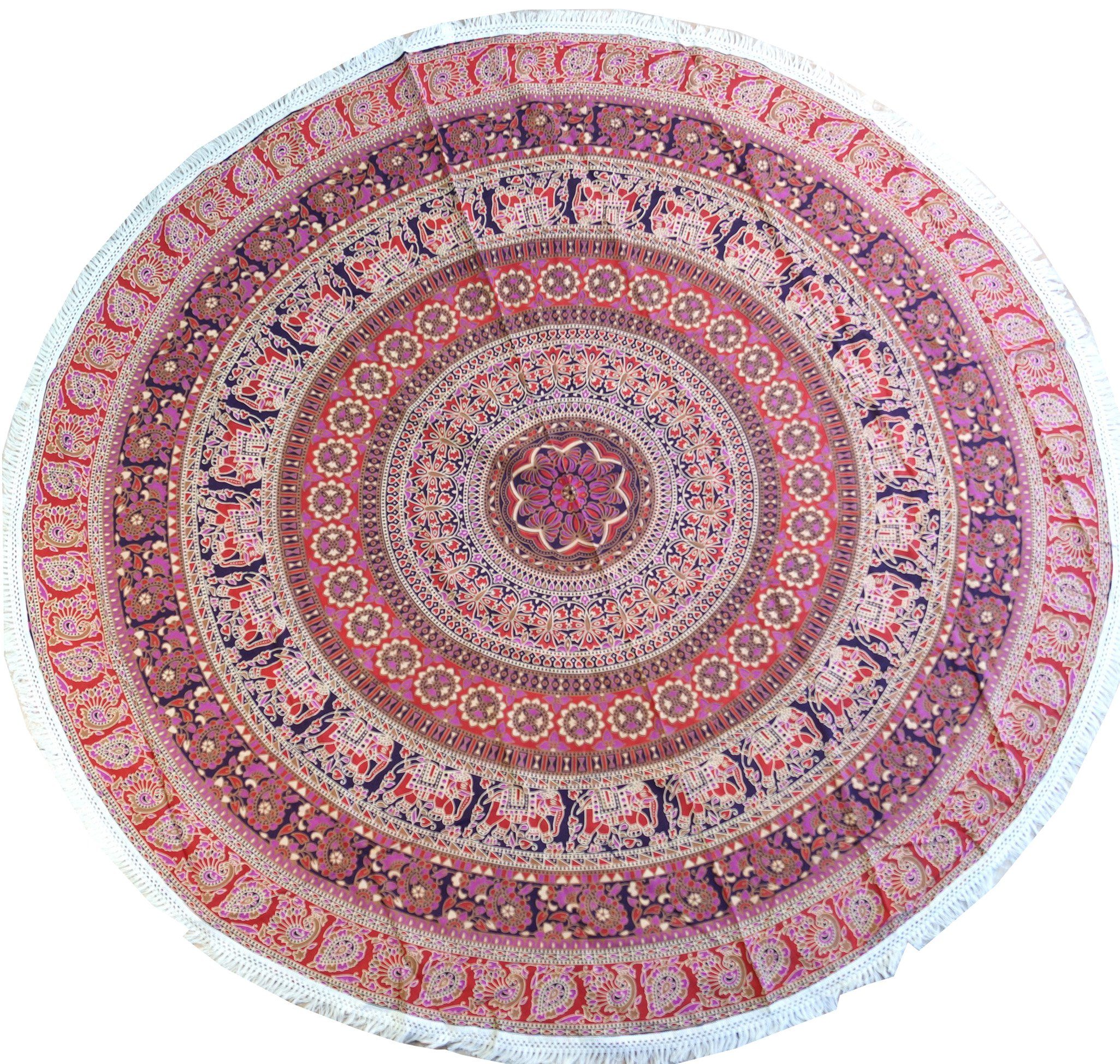 indisches Tuch, rot Guru-Shop Mandala Rundes Tagesdecke,.., Tagesdecke