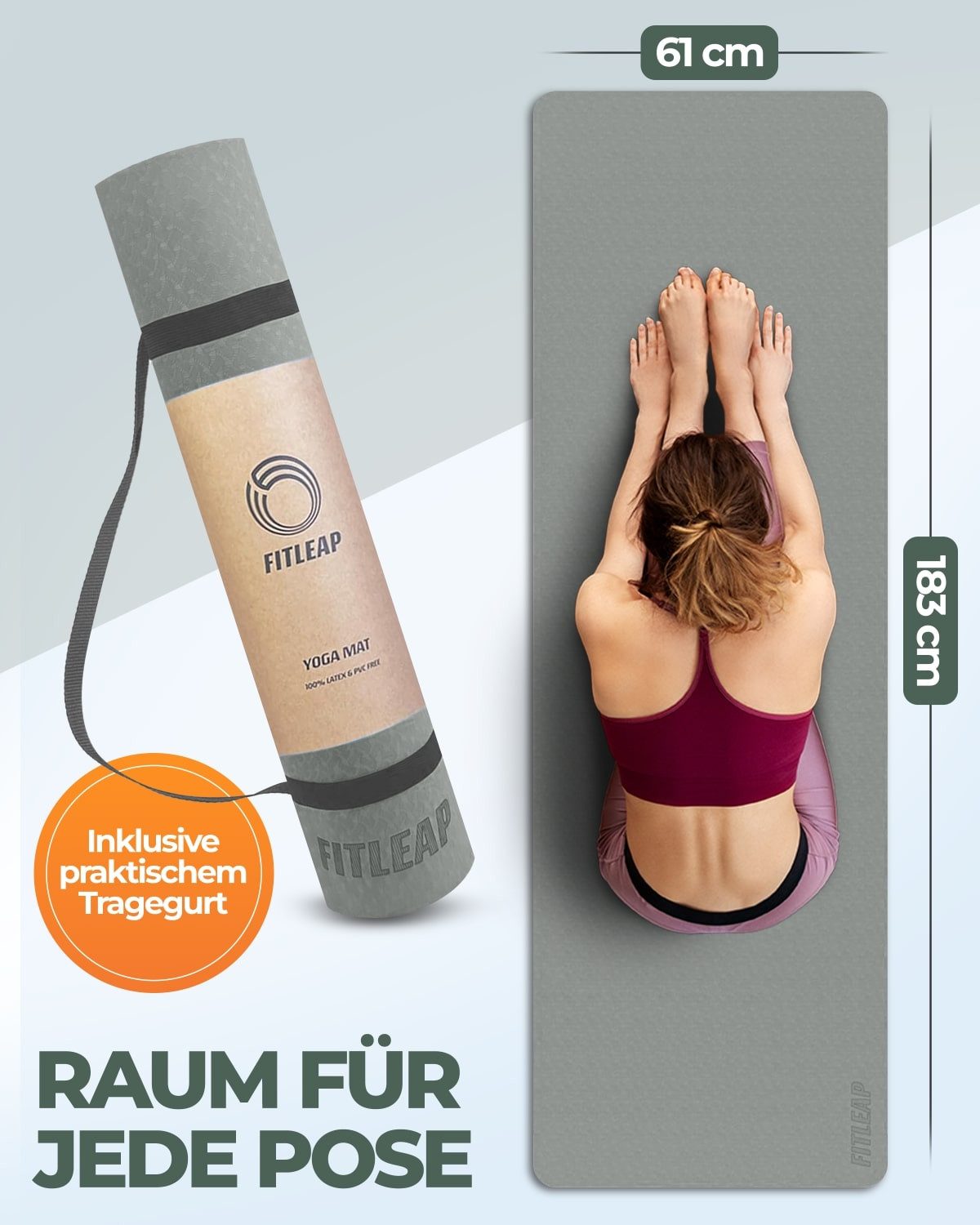 Fitleap Yogamatte aus umweltfreundlichem TPE-Schaum. Sehr rutschfeste, hypoallergene un…