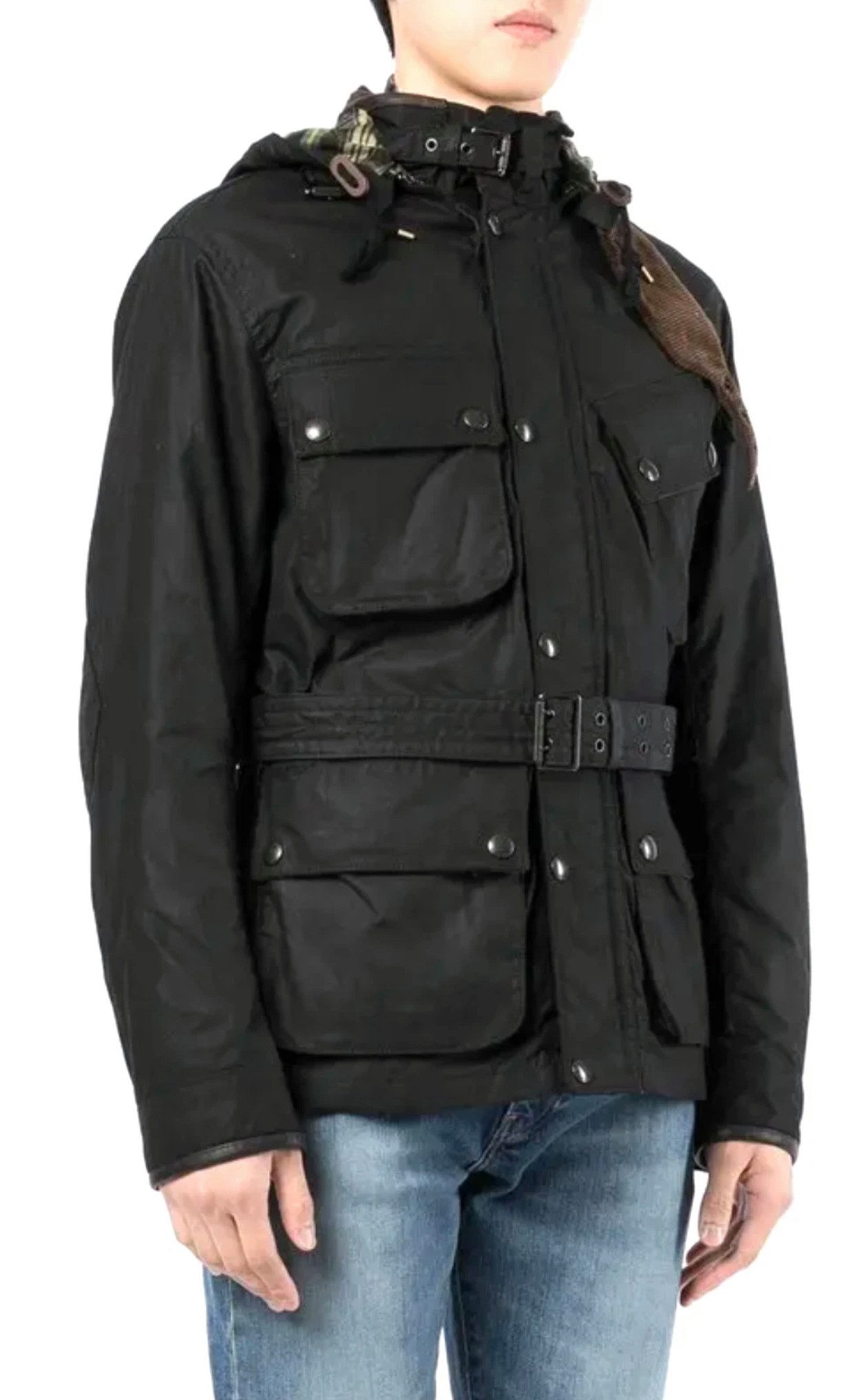 Polo Ralph Lauren Fieldjacket Waxed Jagd Jacke mit Kapuze Gürtel Abnehmbare Kapuze mit Druckknopf & Riemen