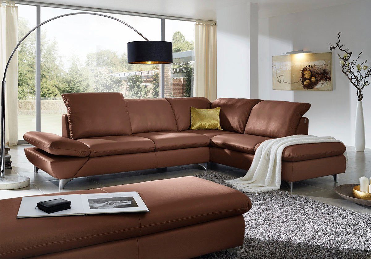 W.SCHILLIG Ecksofa Taoo, elegant und zeitlos, bequem, L-Form, Breite 296cm, mit Sitziefenverstellung & Kopfteilverstellung