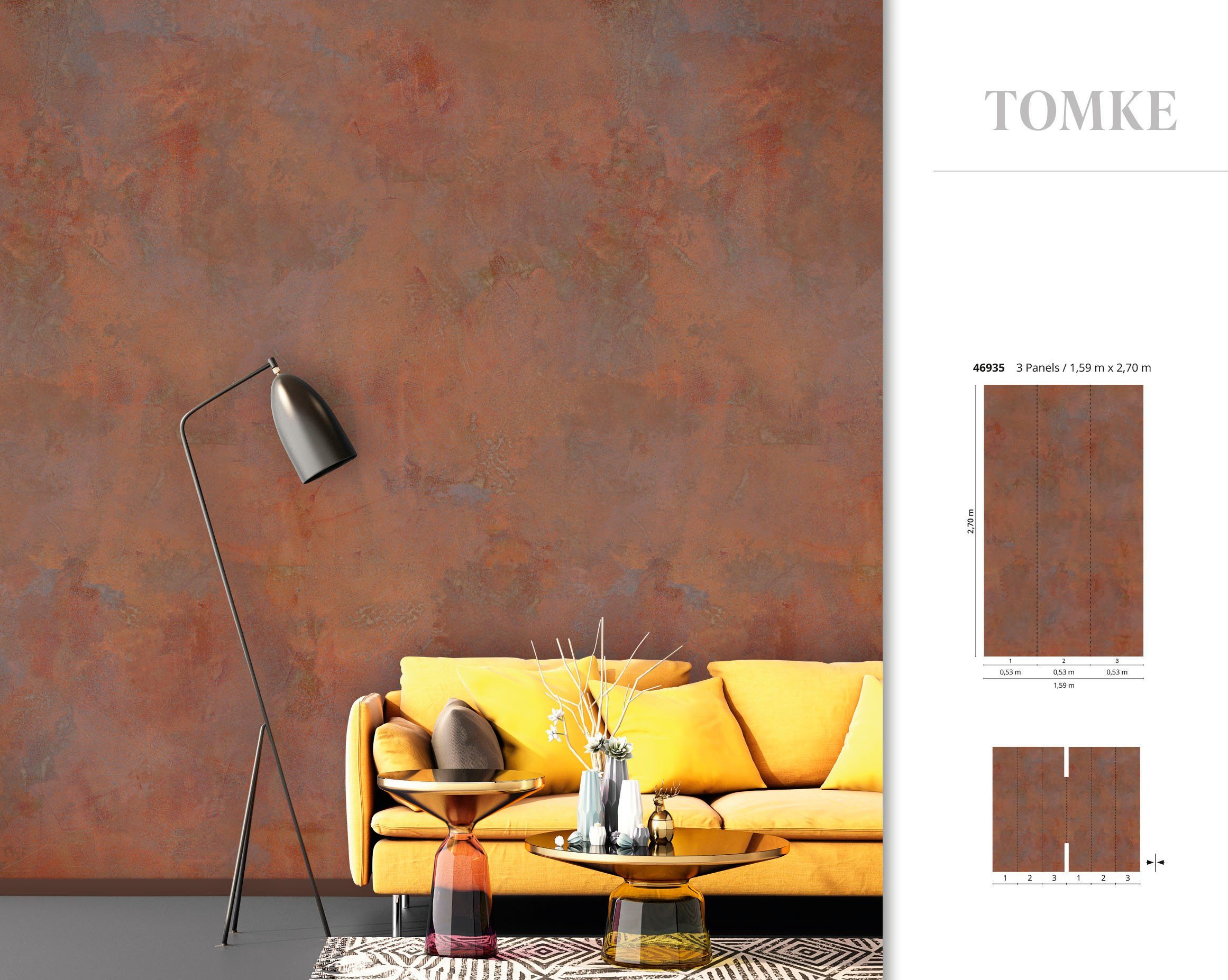 Tomke, Fototapete rot glatt, für Wohnzimmer Küche matt, Marburg Vliestapete moderne Schlafzimmer