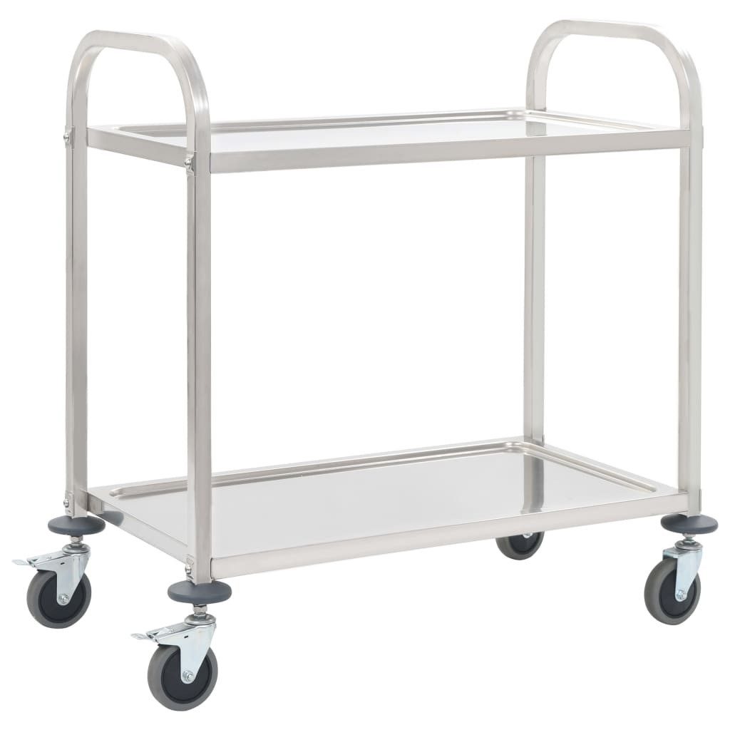 vidaXL Кухниwagen 2-Stufiger Servierwagen 95 x 45 x 83,5 cm Edelstahl