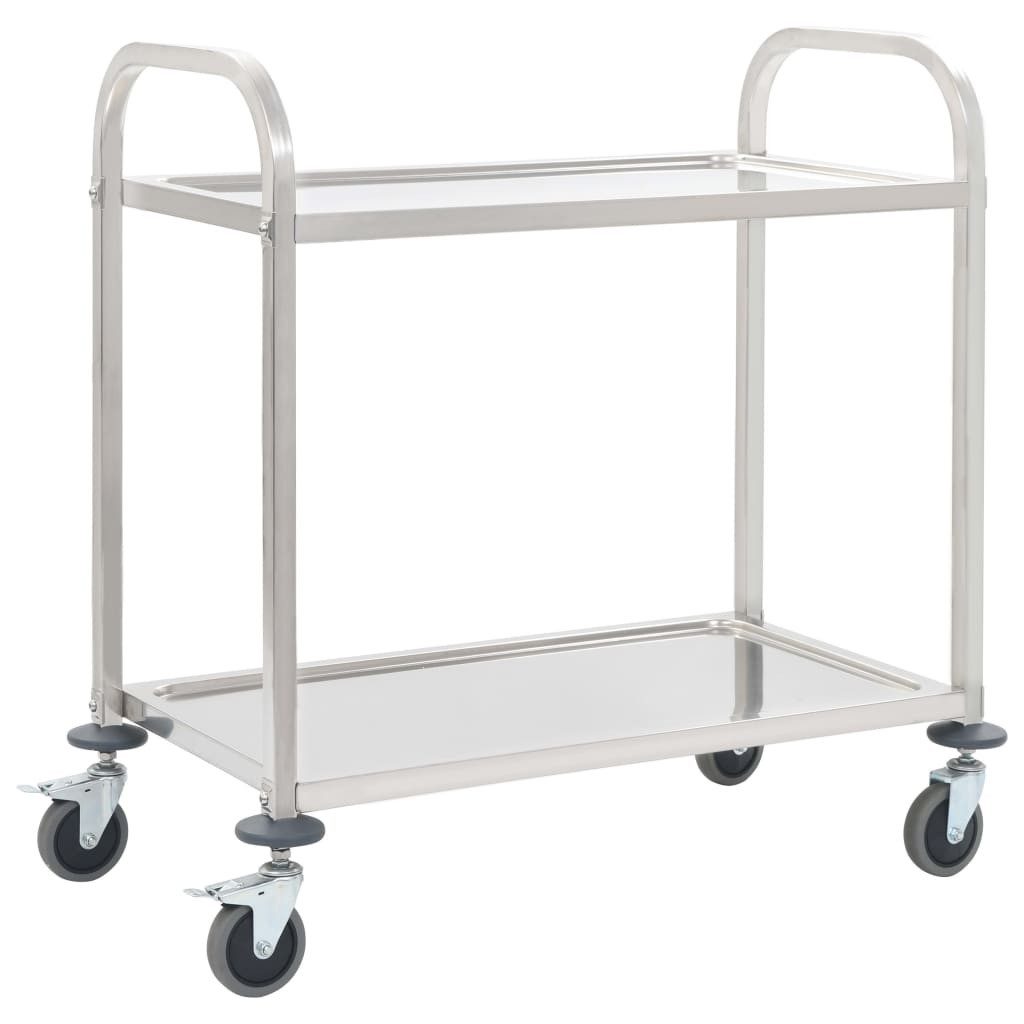 vidaXL Küchenwagen 2-Stufiger Servierwagen 95 x 45 x 83,5 cm Edelstahl