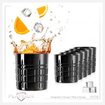 PLATINUX Glas Schwarze Trinkgläser mit Muster, Glas, 250ml (max. 300ml) dunkle Whiskeygläser Saftgläser Wassergläser