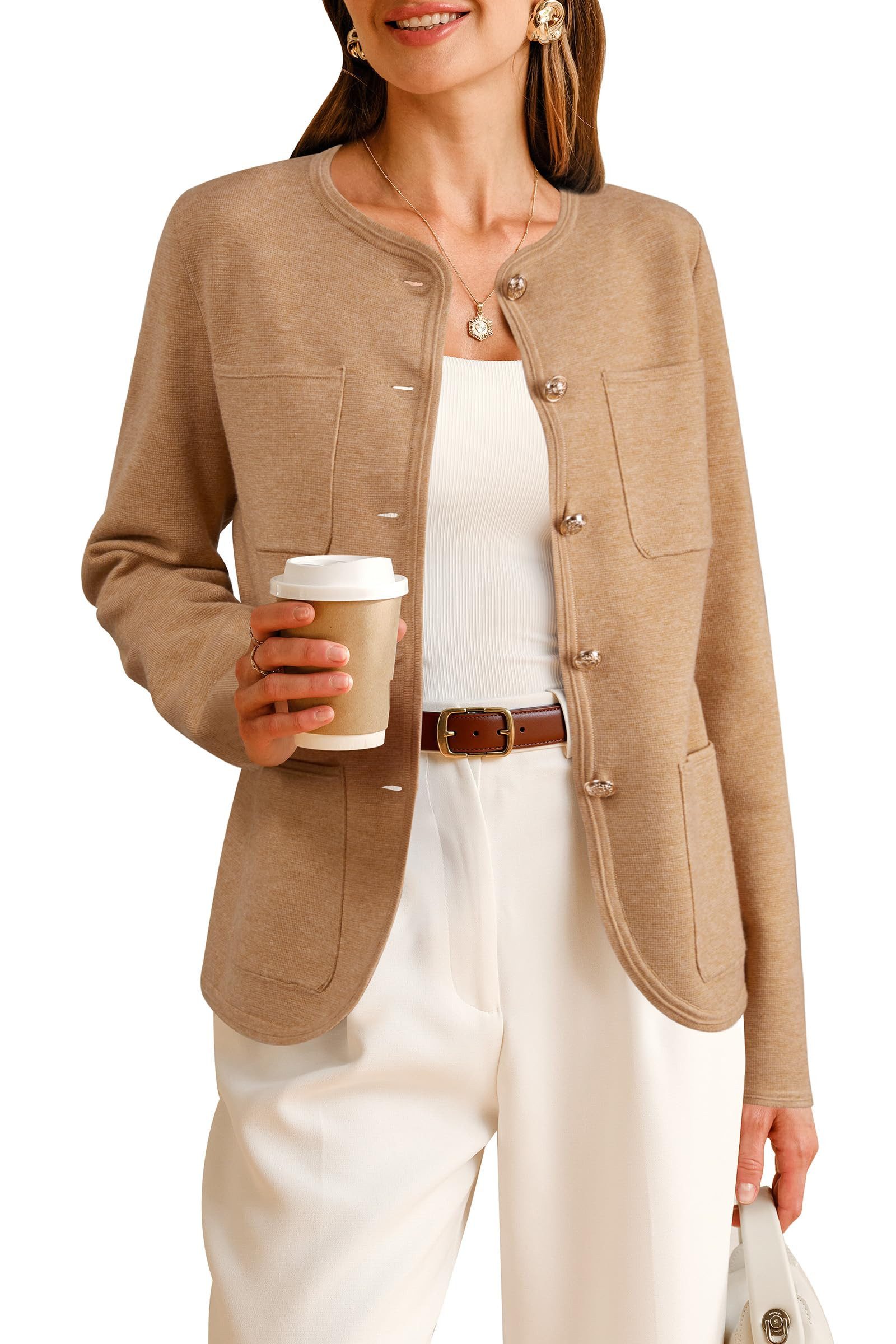 Arach&Cloz Jackett Arach&Cloz Damen Wollmischung Jackenblazer Leinensakko J günstig online kaufen