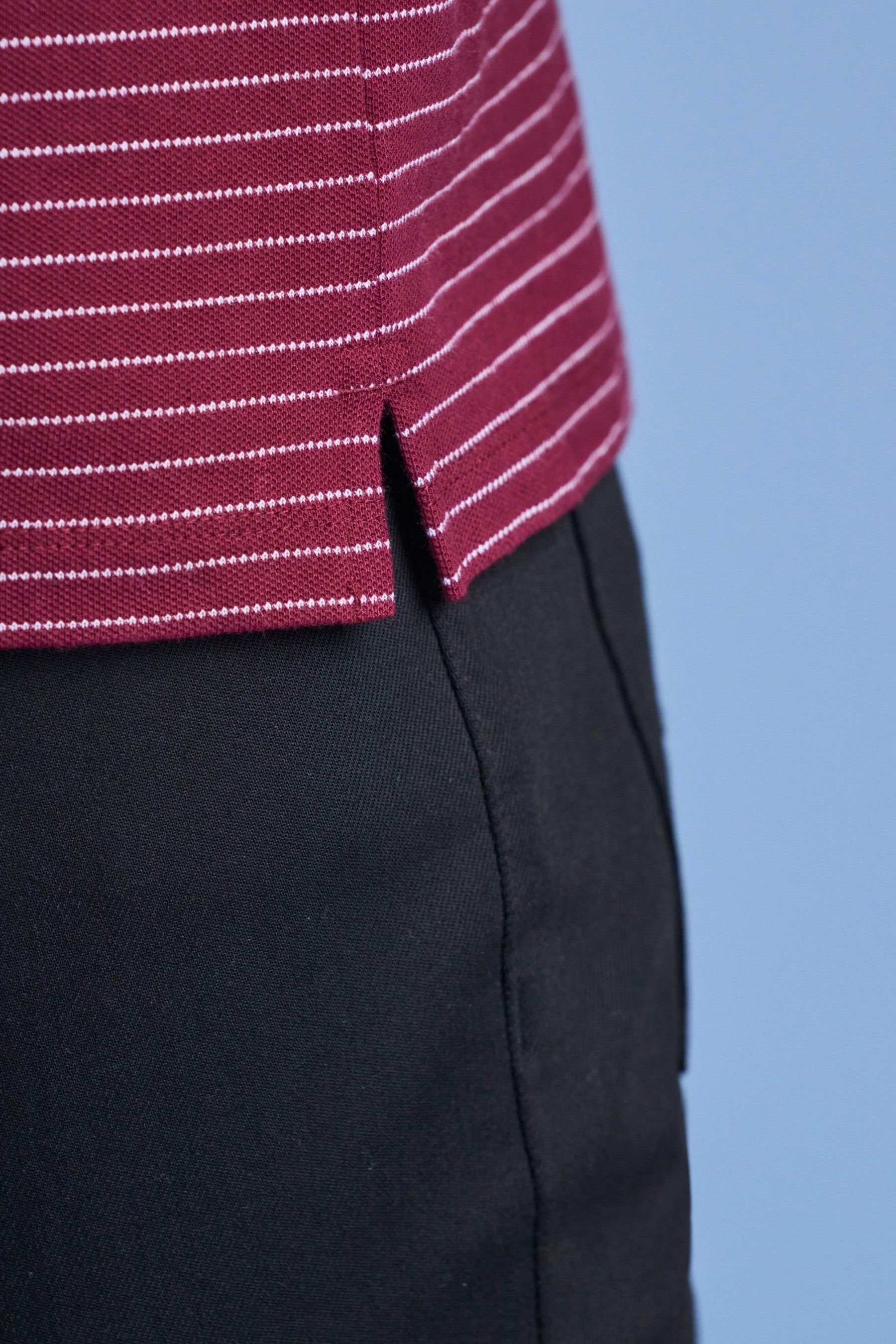 Poloshirt Piqué-Poloshirt Stripe (1-tlg) Red Next Burgundy