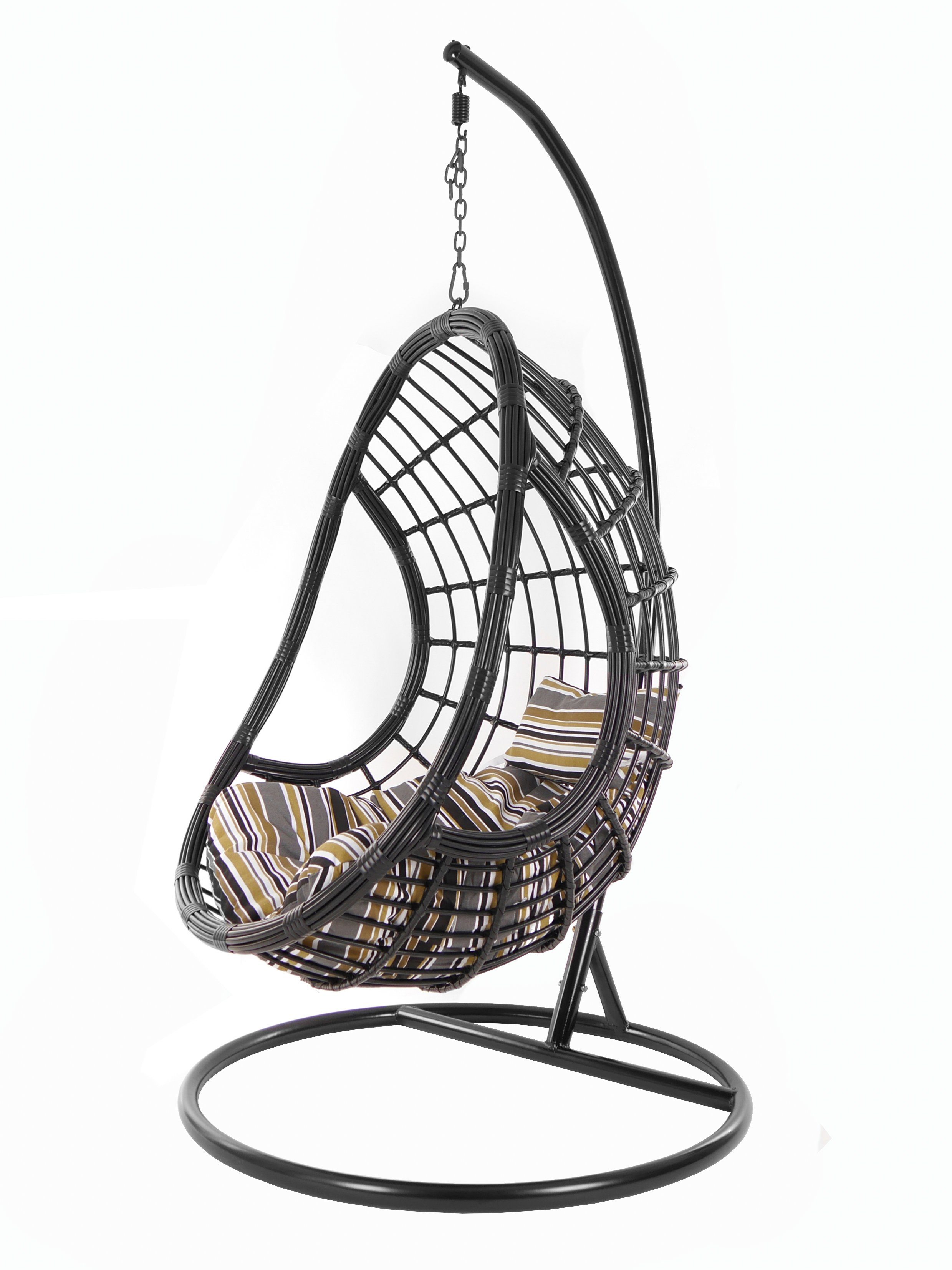 KIDEO Hängesessel PALMANOVA black, Swing Chair, schwarz, Loungemöbel, Hängesessel mit Gestell und Kissen, Schwebesessel, edles Design