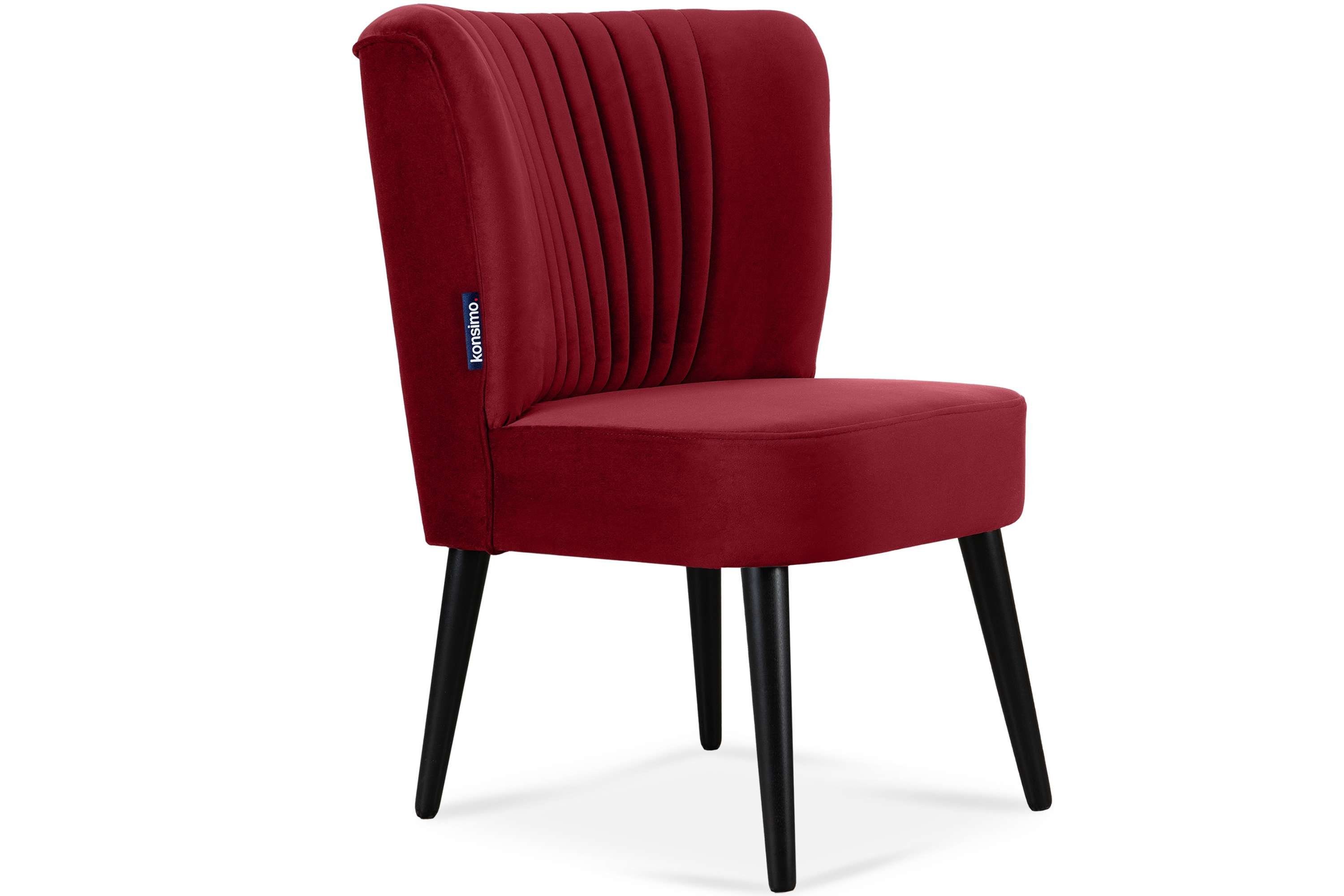KONSIMO® Cocktailsessel DUCO Sessel, Ziernaht an der Rückenlehne,schwarz lackierten Beinen aus Buchenholz