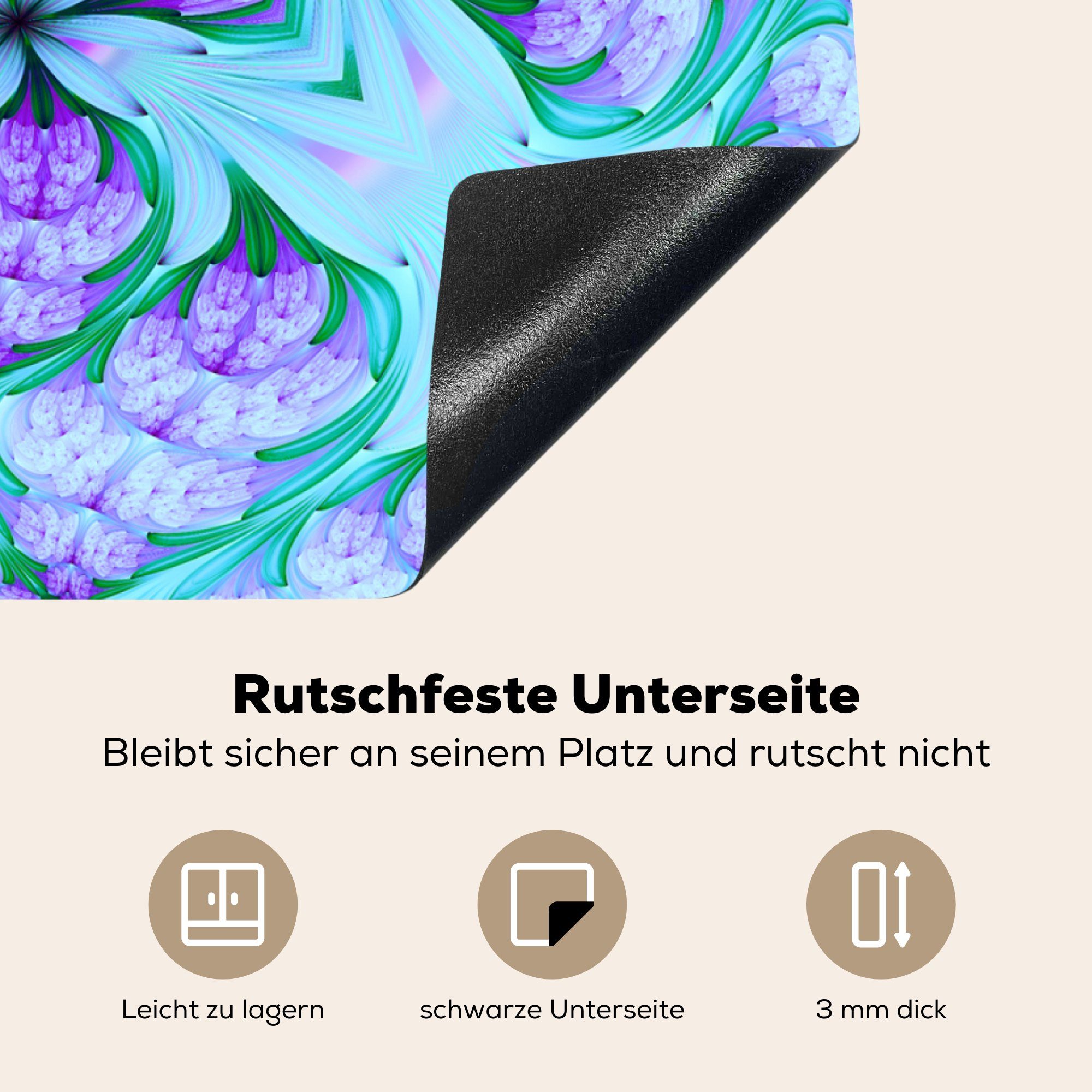 tlg), farbenfrohes Violett, Arbeitsplatte und für auf Ceranfeldabdeckung, MuchoWow küche 78x78 Herdblende-/Abdeckplatte cm, (1 Blau Ein nahtloses Vinyl, Mosaikmuster