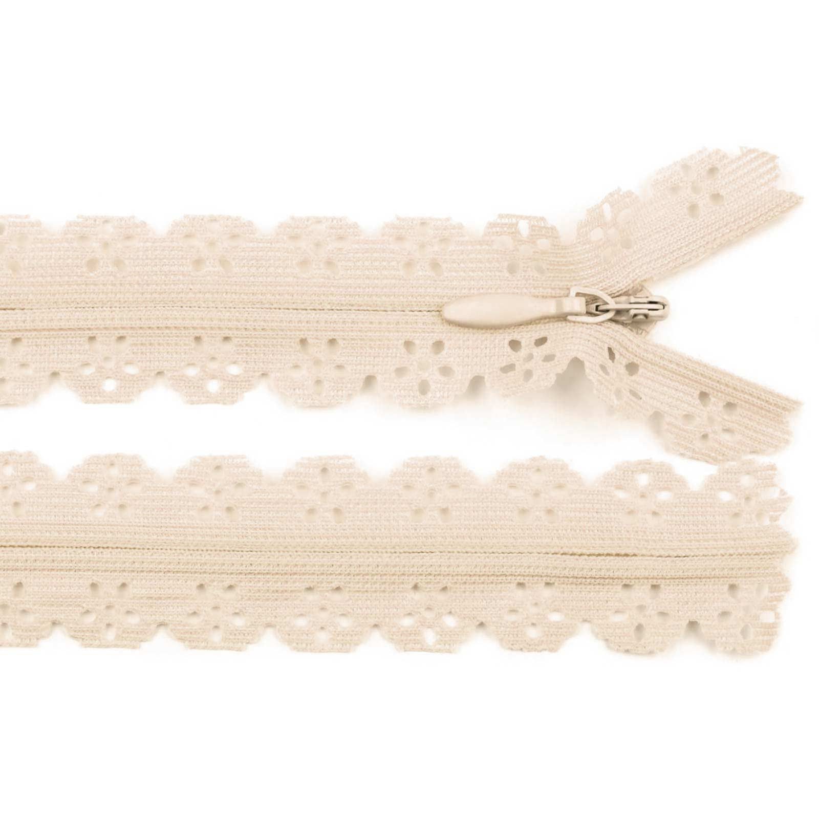 maDDma Reißverschluss 8 dekorative Spitzenreißverschlüsse 20cm nahtverdeckt, beige