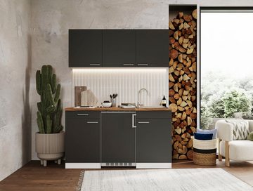 RESPEKTA Küche Luis, mit Duo Kochfeld, wahlweise mit Mikrowelle, Korpus Weiß, Breite 150 cm, in exclusiver Konfiguration für OTTO