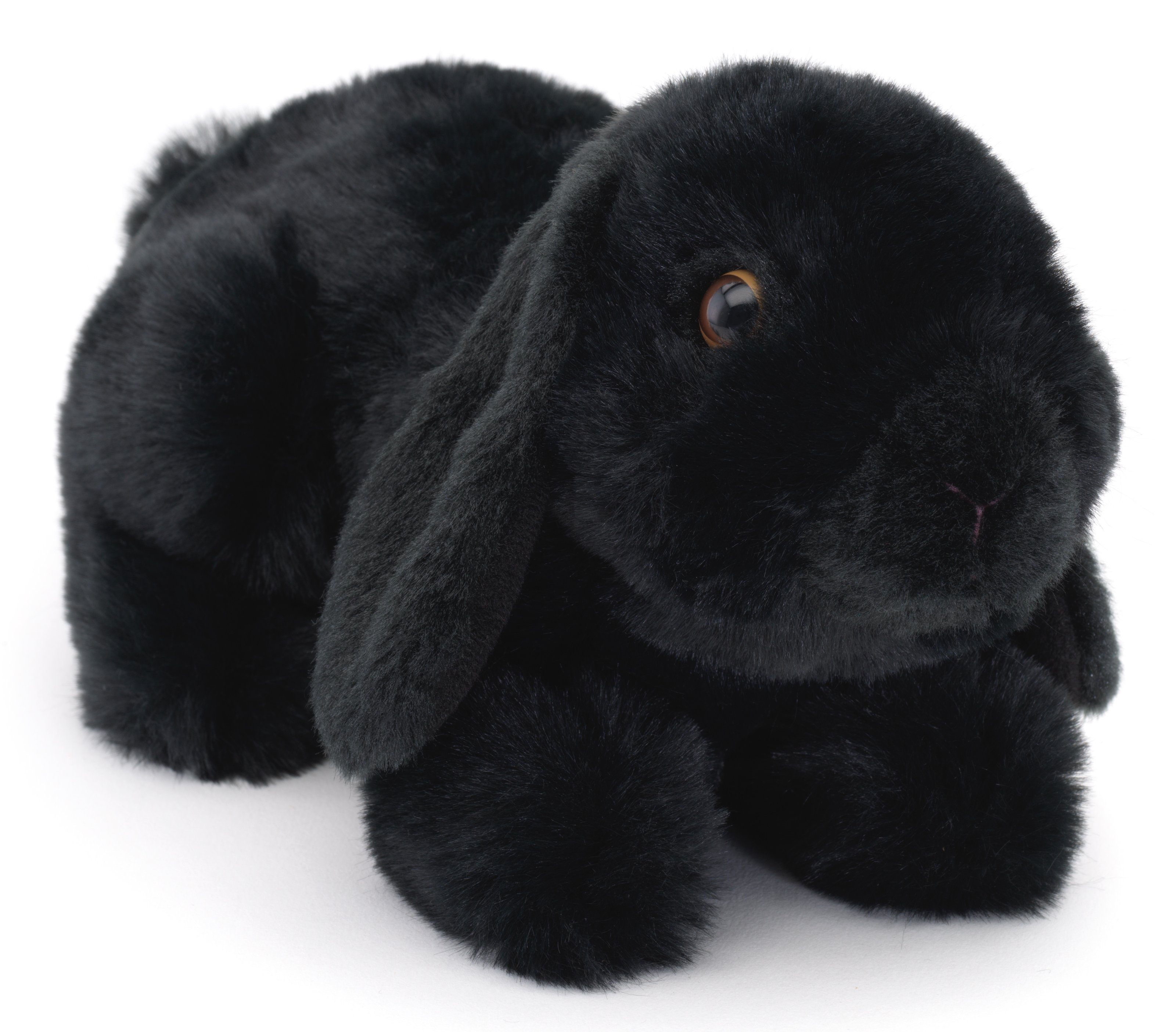 Uni-Toys Kuscheltier Widderkaninchen schwarz, liegend - 20 cm - Plüsch-Hase günstig online kaufen