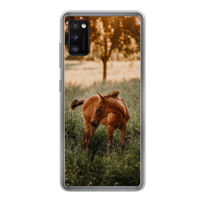 MuchoWow Handyhülle Pferd - Gras - Baum Handyhülle Samsung Galaxy A41 Smartphone-Bumper Print Handy