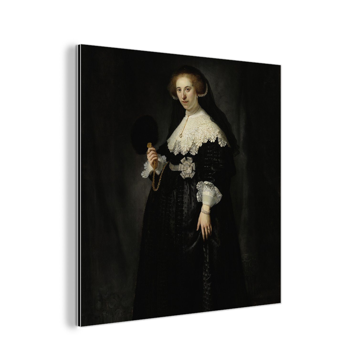 MuchoWow Metallbild Das Eheporträt von Oopjen Coppit - Rembrandt van Rijn, (1 St), Alu-Dibond-Druck, Gemälde aus Metall, Aluminium deko