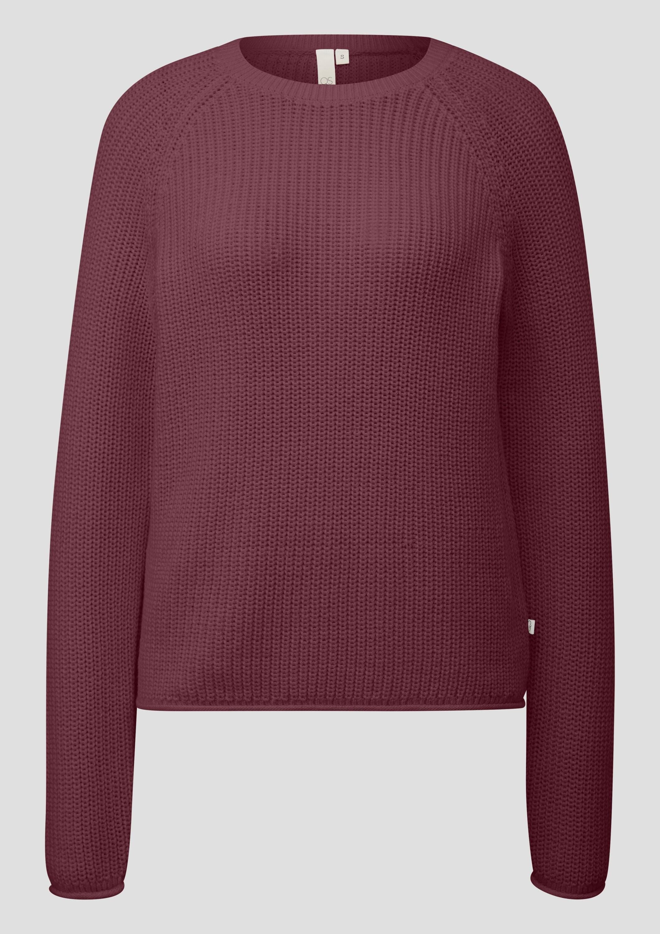 QS Longpullover Strickpullover Melierter Strickpullover mit Raglanärmeln