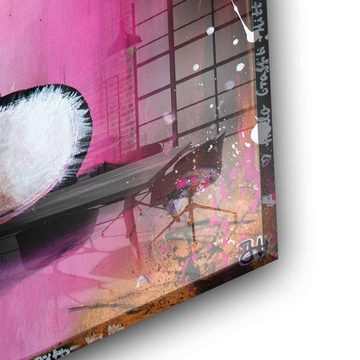 DOTCOMCANVAS® Acrylglasbild Hello Graffiti Kitty - Acrylglas, Acrylglasbild Hello Graffiti Kitty Pop Art Painting Wandbild pink