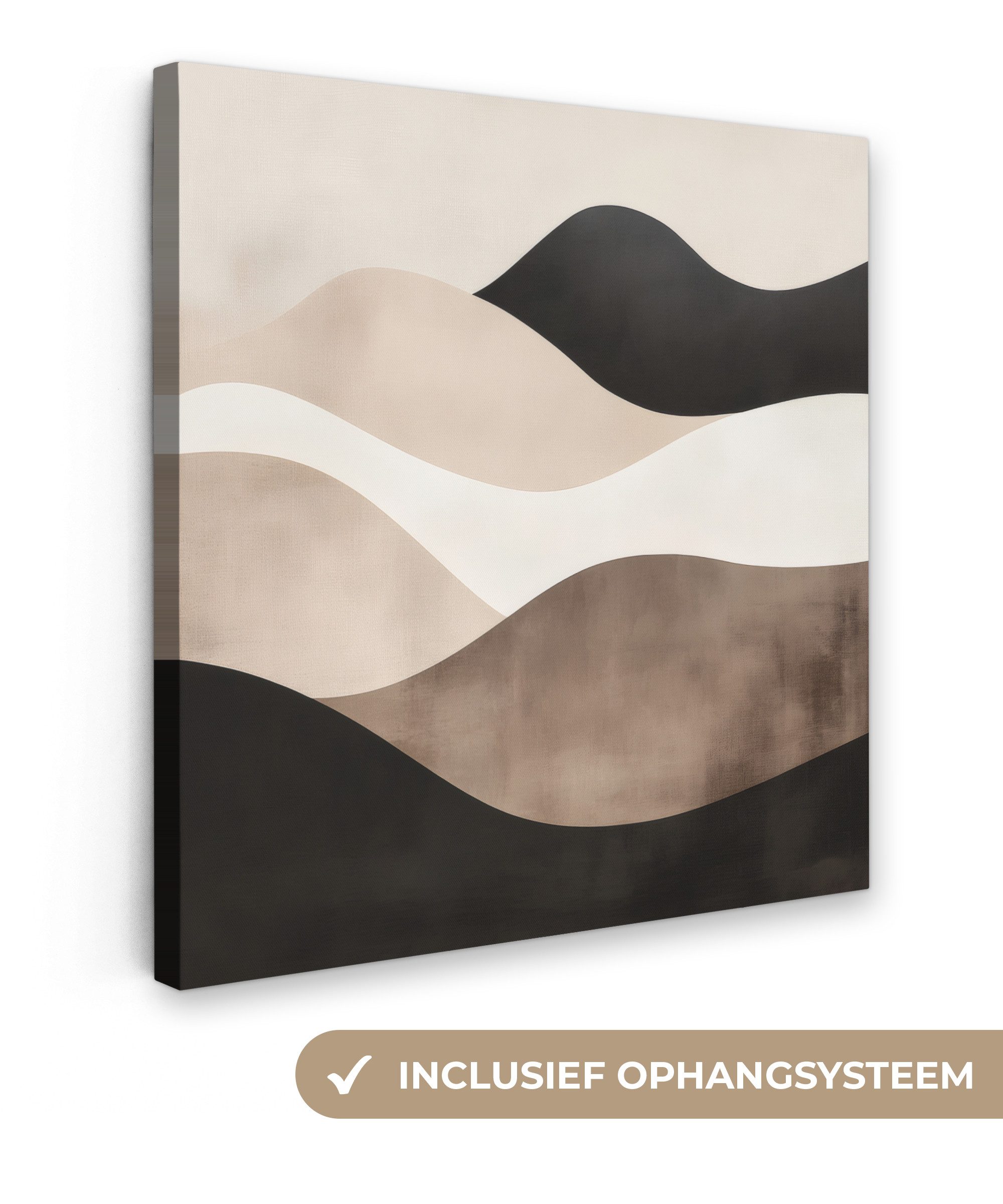 OneMillionCanvasses® Leinwandbild Abstrakt - Landschaft - Wellen - Cremefarben, Fotodruck (1 St), Wandbild, Deko Schlafzimmer Wohnzimmer Flur 20x20 cm