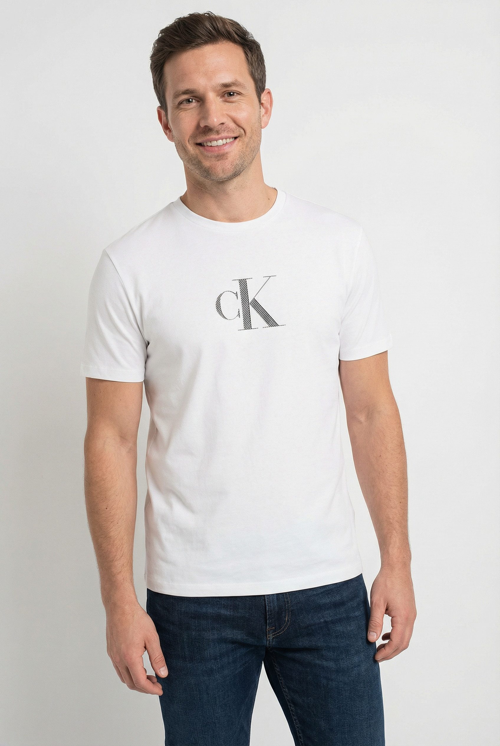 Calvin Klein T-Shirt SS 30S DISTRESS MONOGRAM GRAPHIC Regular fit mit Logodruck