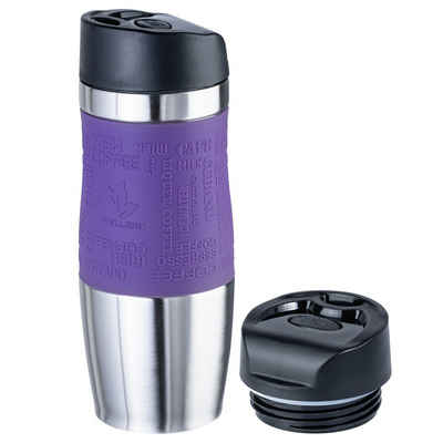 Wellgro Thermobecher Thermobecher 400 ml inkl. 1 Extradeckel - Edelstahl rostfrei - Silikon Soft-Touch Griffstück - BPA-frei - Isolierbecher doppelwandig - Travel Mug - Kaffeebecher to go