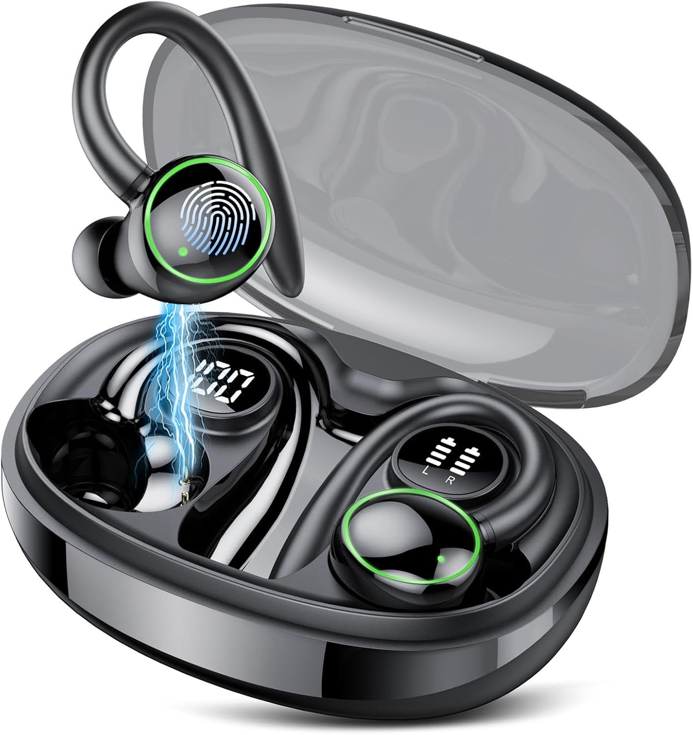 BRAIDOL Наушники с открытым ухом,Bluetooth kopfhörer Sport, Наушники Kabellos Наушники с открытым ухом (In Ear Наушники mit 4 Mic ENC Noise Cancelling, HiFi Stereo Ohrhörer mit LED-Anzeige,48 Std Spielzeit, IP7 Wasserdicht)