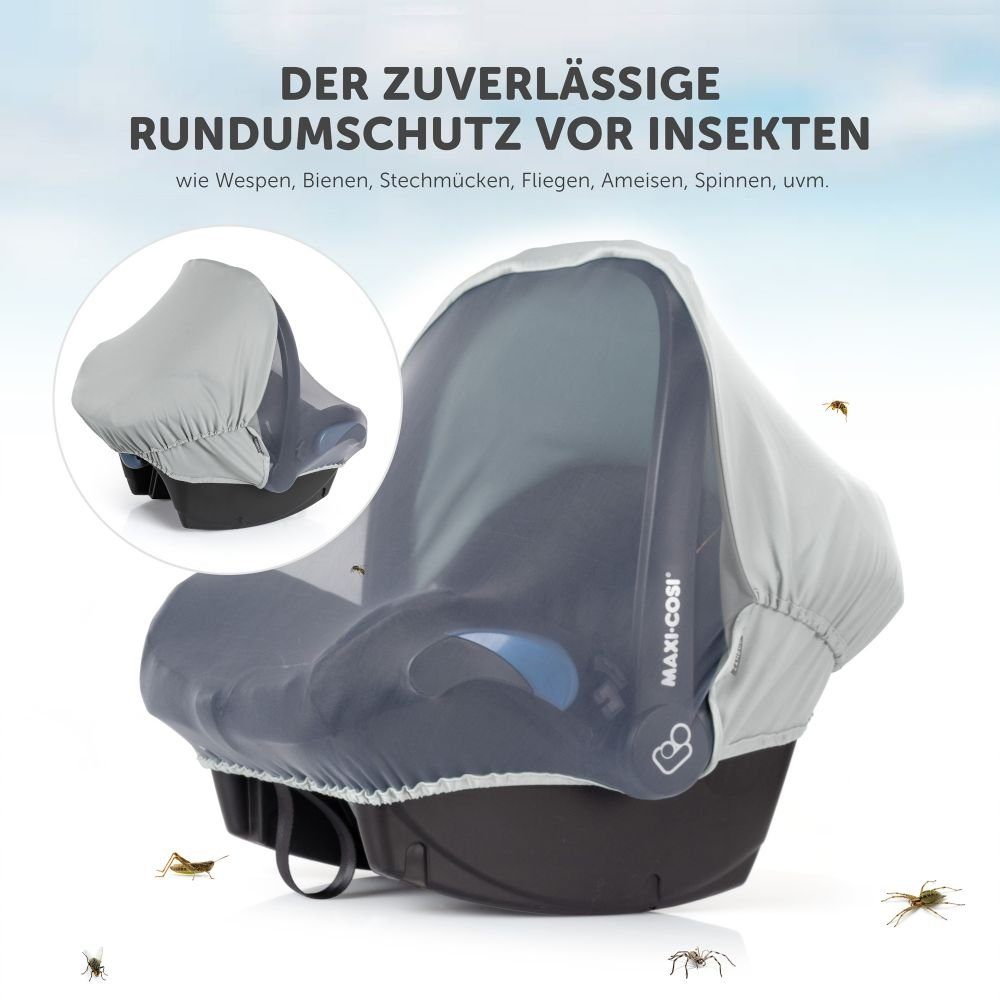 Zamboo Babyschale 3in1 & für Cosi, Schlummerverdeck Insektenschutz, Maxi - Verdeck Grau, Babyschale Sonnenschutz
