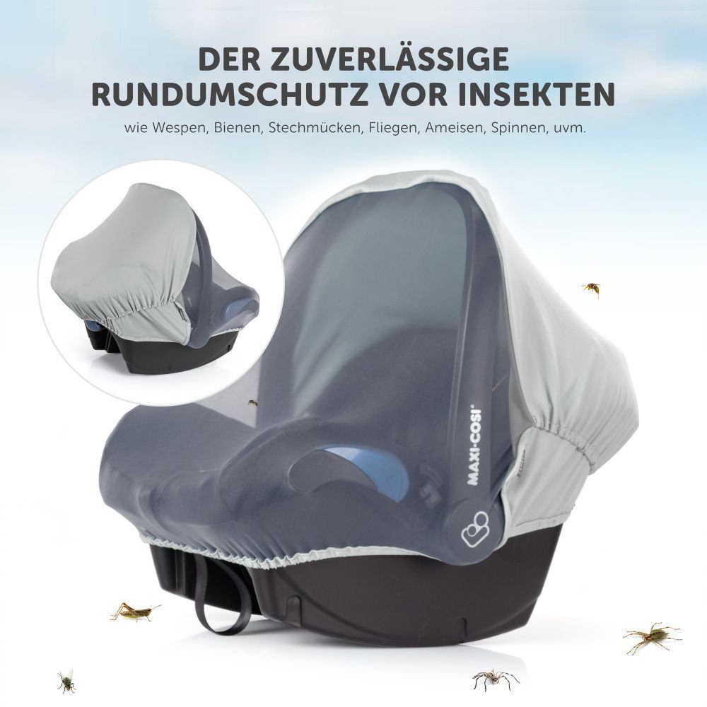 Zamboo Babyschale 3in1 Verdeck Grau, - Maxi Sonnenschutz Schlummerverdeck Insektenschutz, für Babyschale Cosi, &