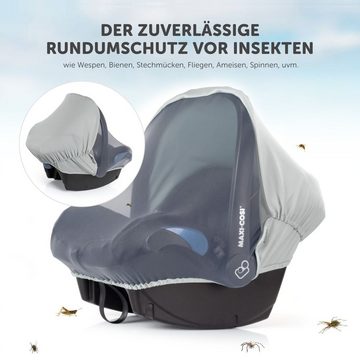 Zamboo Babyschale 3in1 Verdeck - Grau, Sonnenschutz für Babyschale & Maxi Cosi, Insektenschutz, Schlummerverdeck